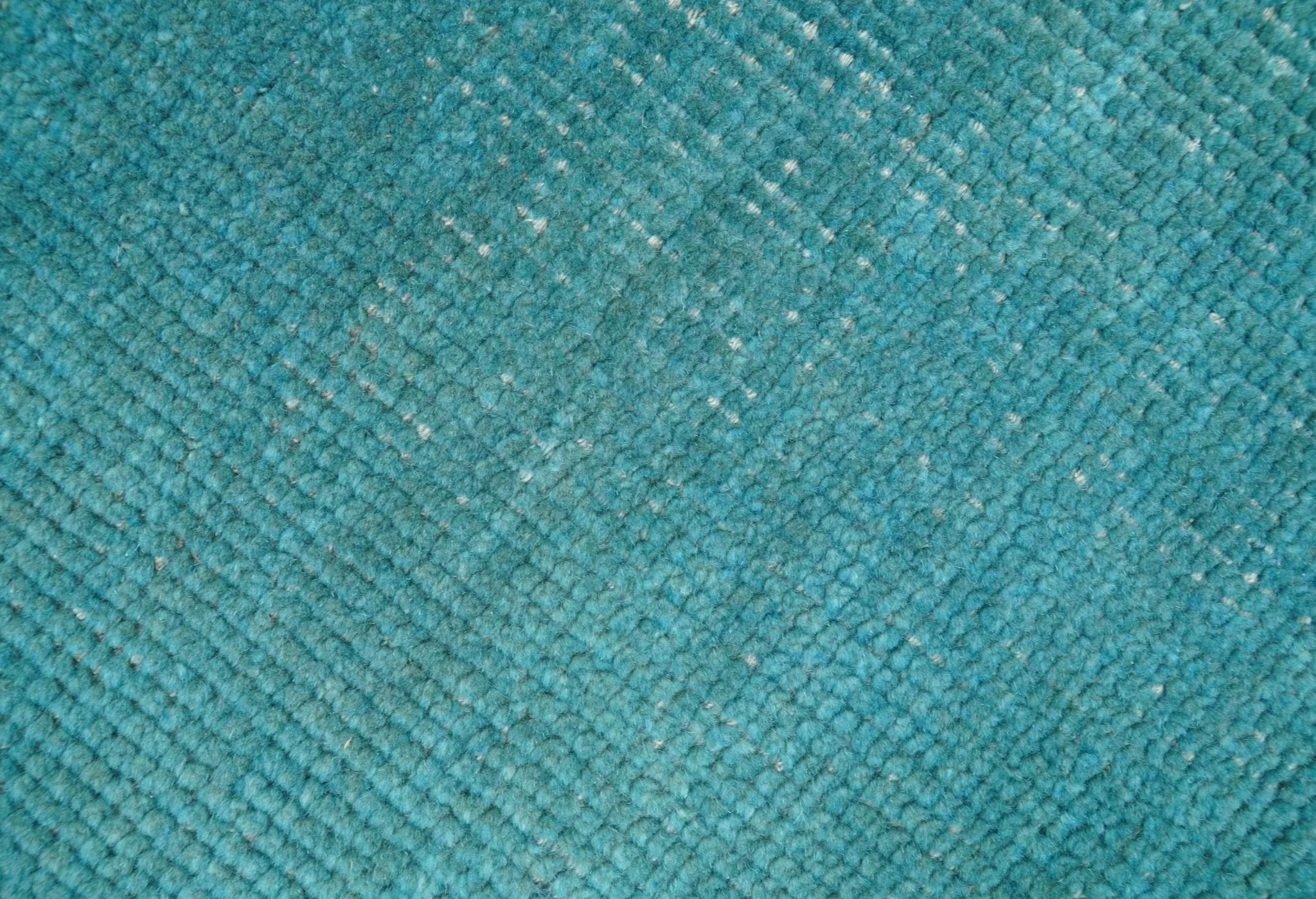 Custom Made Modern Solid Overdyed Blue Hand Knotted Wool Area Rug - Image 3