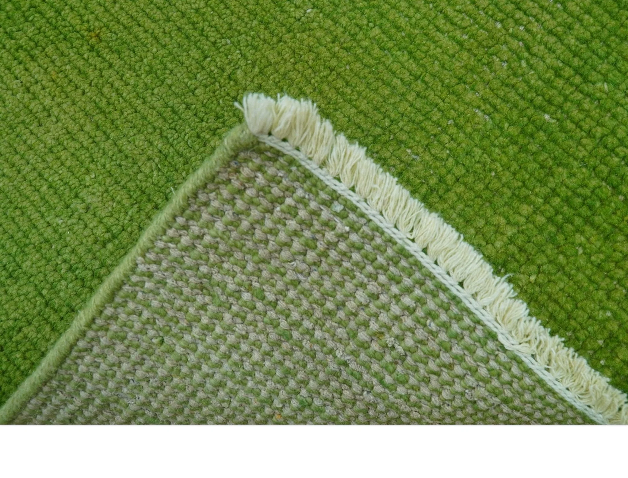 Custom Made Modern Solid Overdyed Green Hand Knotted Wool Area Rug - Image 7