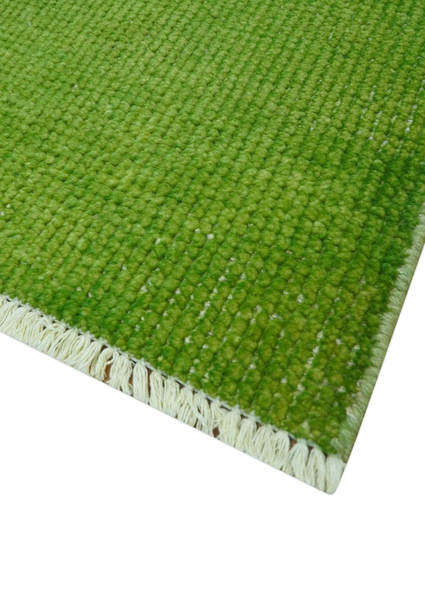 Custom Made Modern Solid Overdyed Green Hand Knotted Wool Area Rug - Image 8