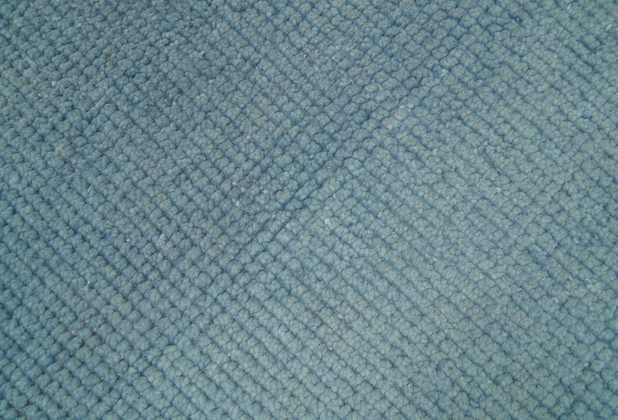 Custom Made Modern Solid Overdyed Light Blue Hand Knotted Wool Area Rug - Image 4