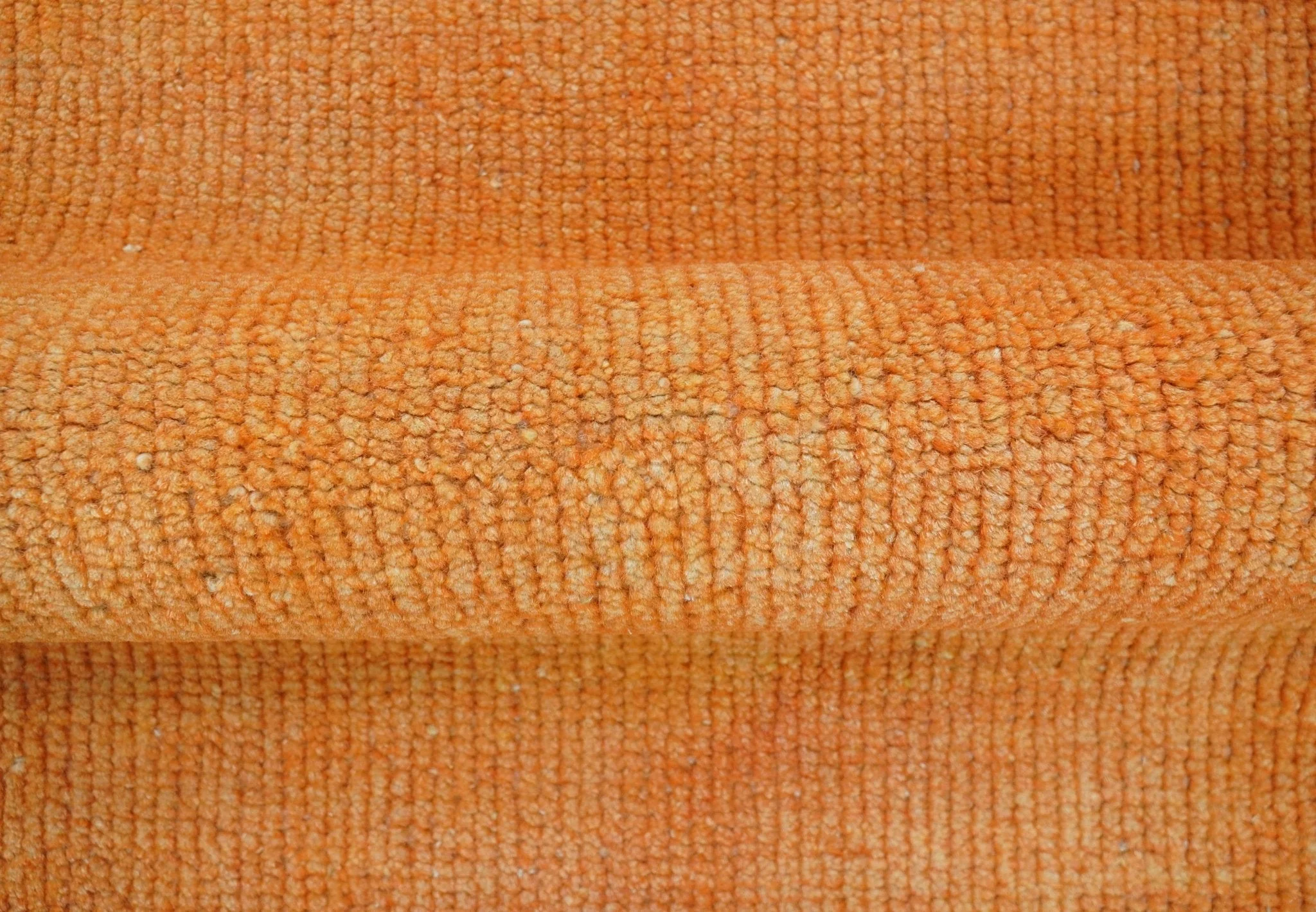 Custom Made Modern Solid Overdyed Orange Hand Knotted Wool Area Rug - Image 7
