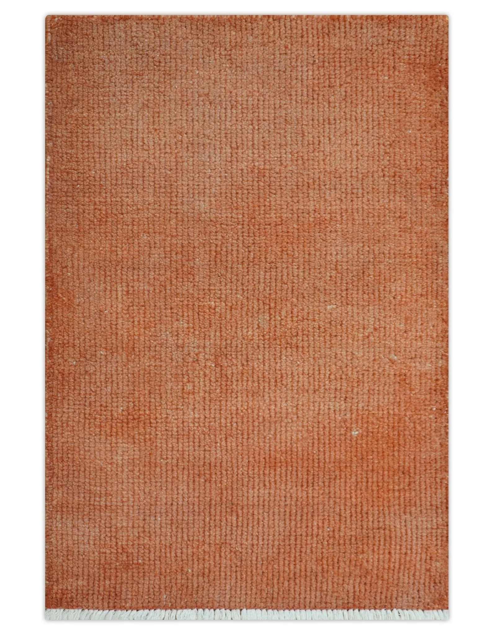 Custom Made Modern Solid Overdyed Rust Hand Knotted Wool Area Rug - Image 2