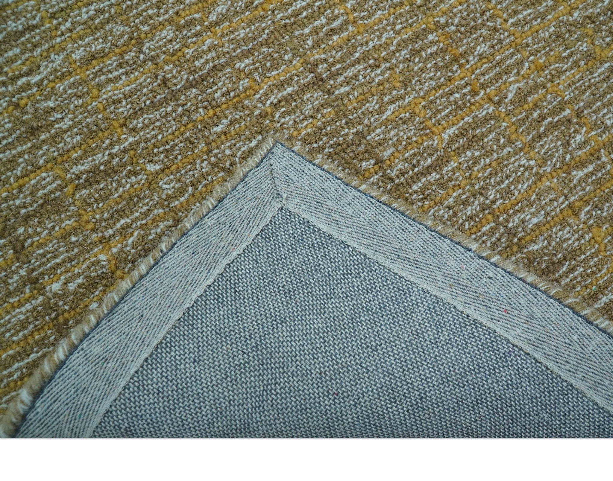 Custom Made Modern Style Hand Tufted Mustard and Brown Wool Rug - Image 4