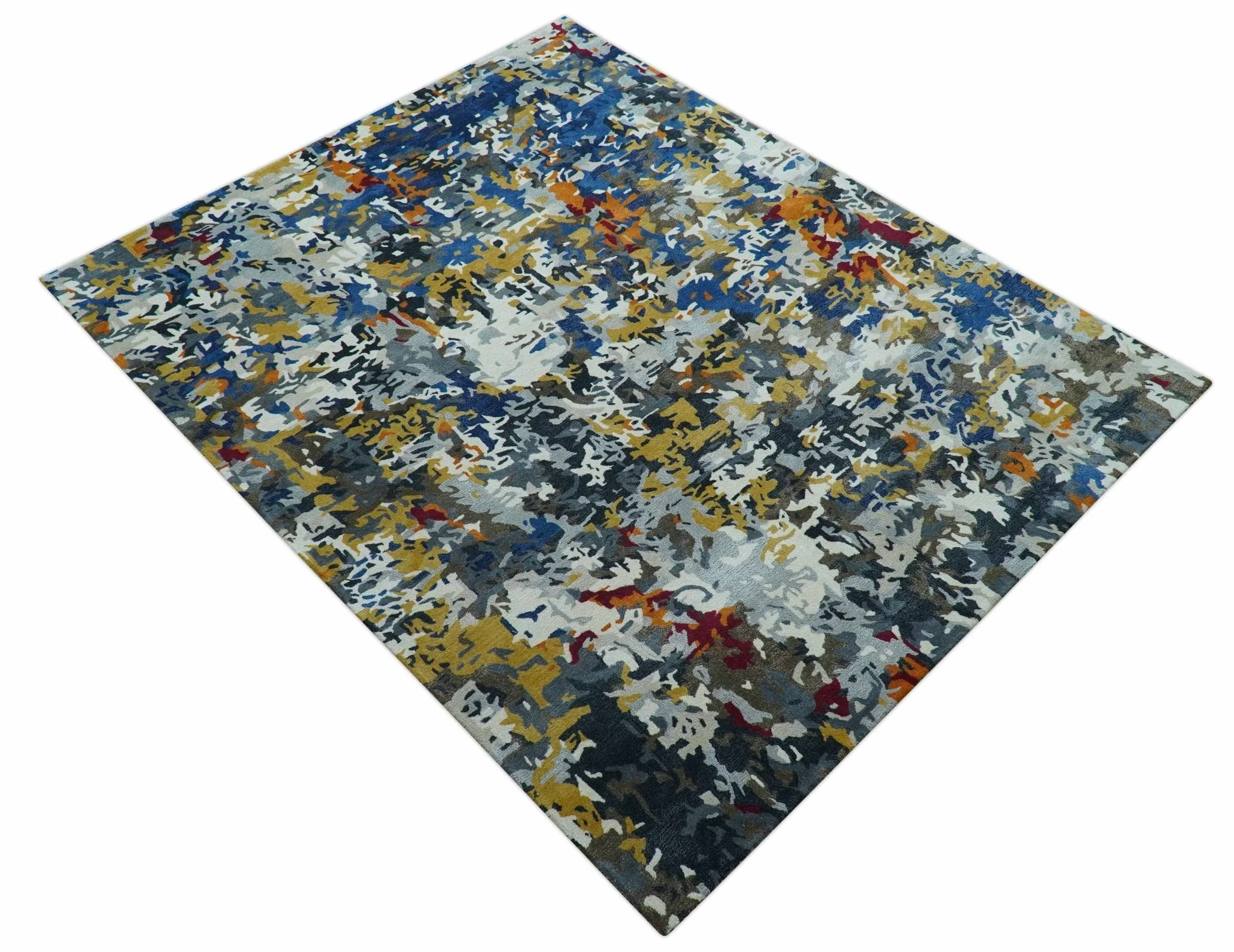 Custom Made Multi-color Modern Abstract Hand Tufted Wool-Art Silk Rug - Image 10