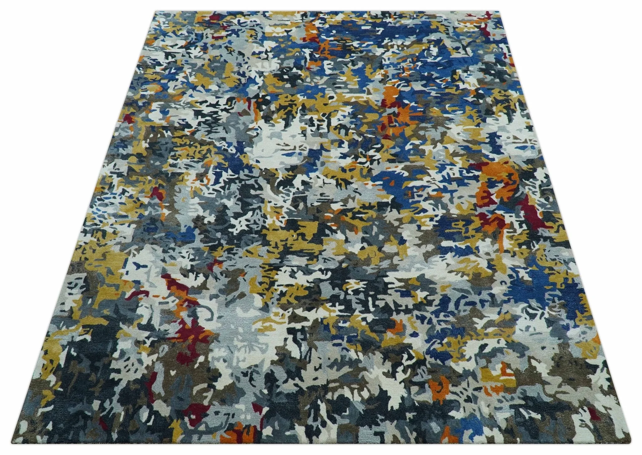 Custom Made Multi-color Modern Abstract Hand Tufted Wool-Art Silk Rug - Image 11