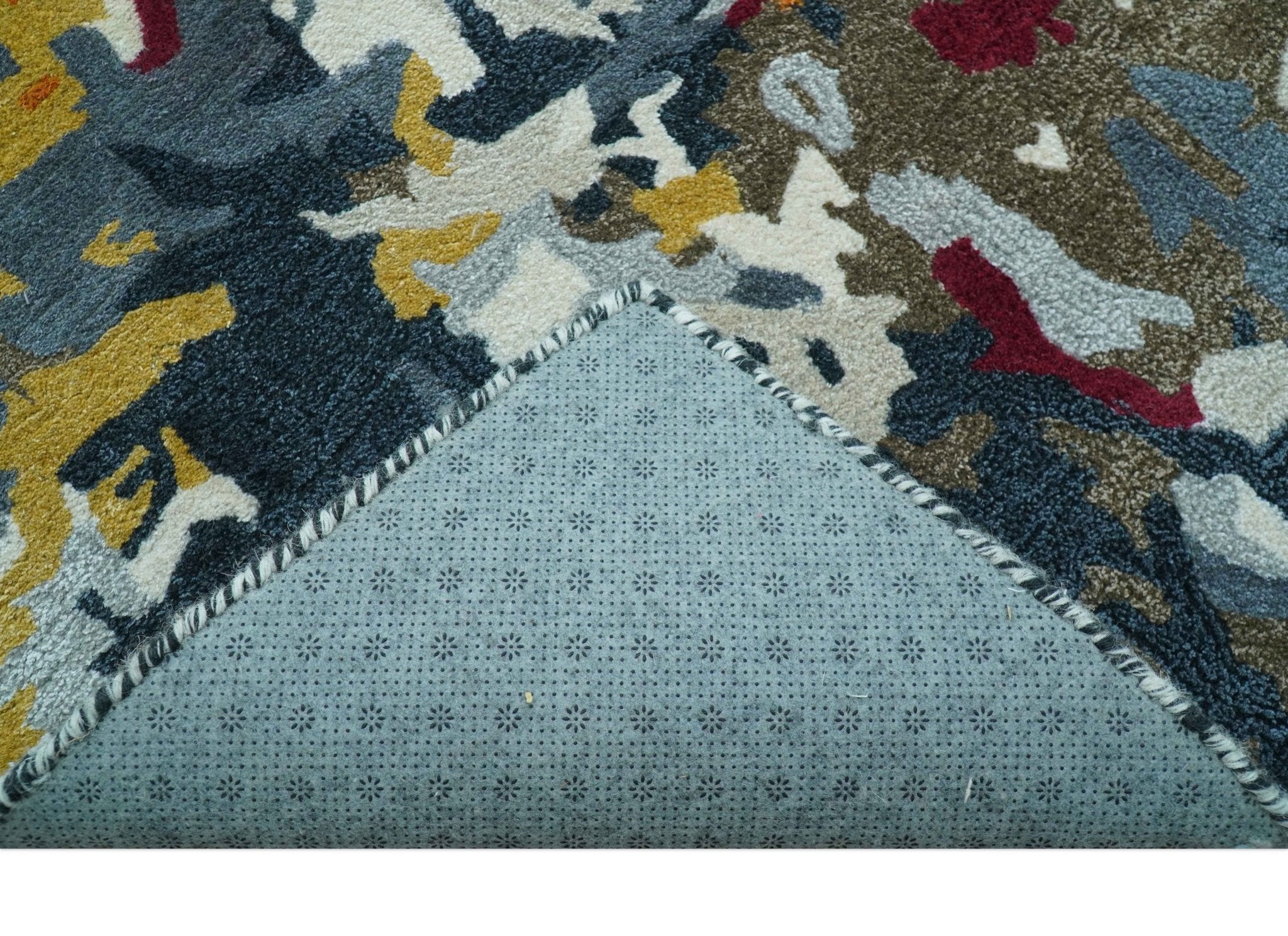 Custom Made Multi-color Modern Abstract Hand Tufted Wool-Art Silk Rug - Image 4