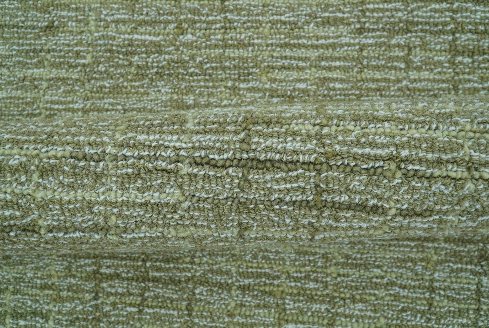 Custom Made Olive and Beige Modern Style Hand Tufted Wool Rug - Image 6