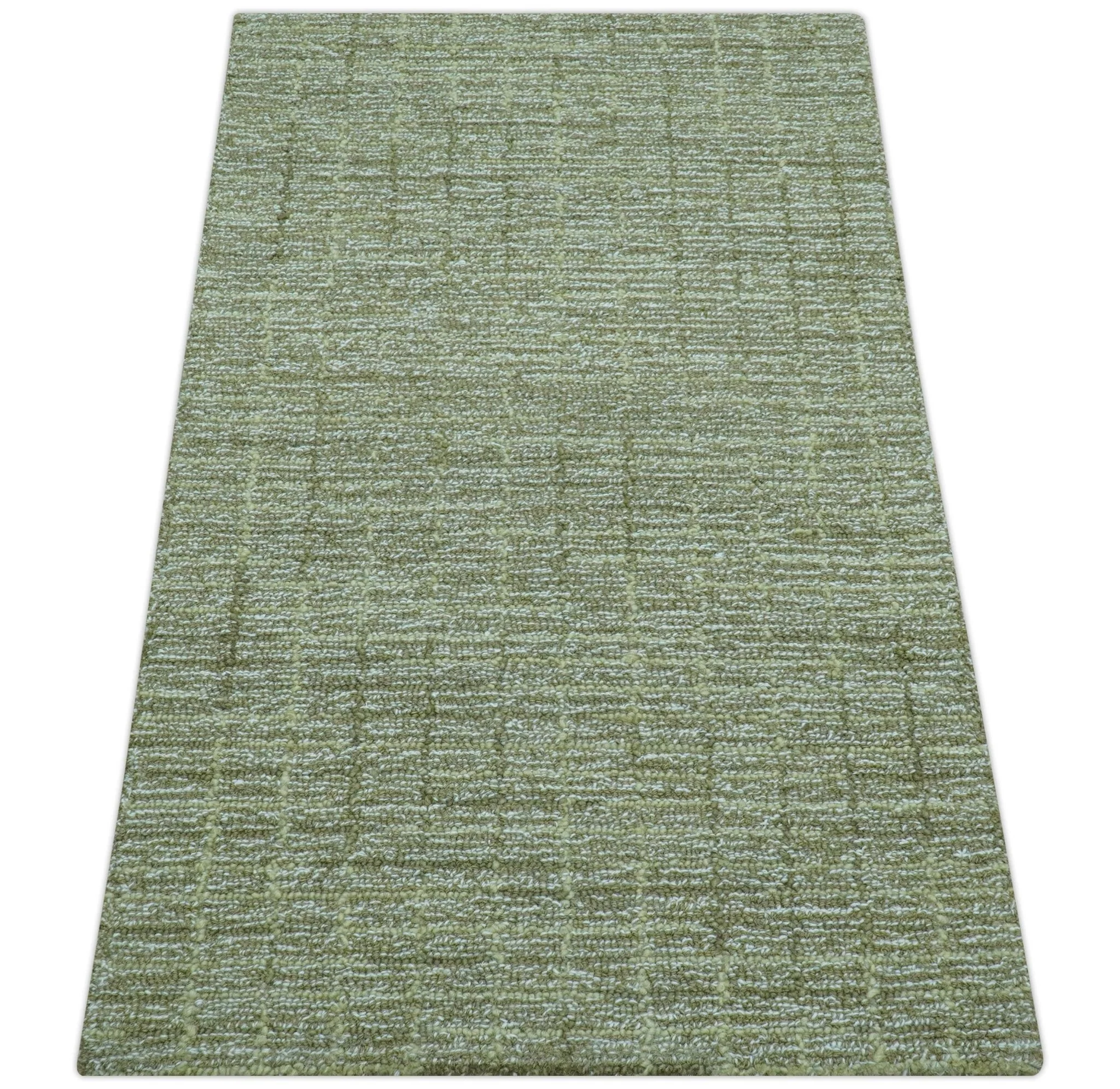Custom Made Olive and Beige Modern Style Hand Tufted Wool Rug - Image 8
