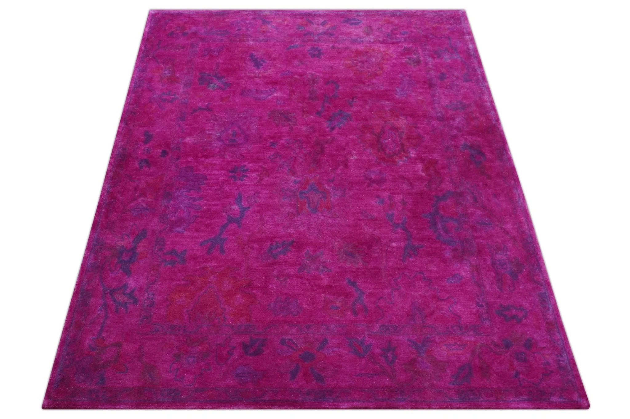 Custom Made Overdyed Pink Traditional Oushak Hand Tufted Wool Area Rug - Image 11