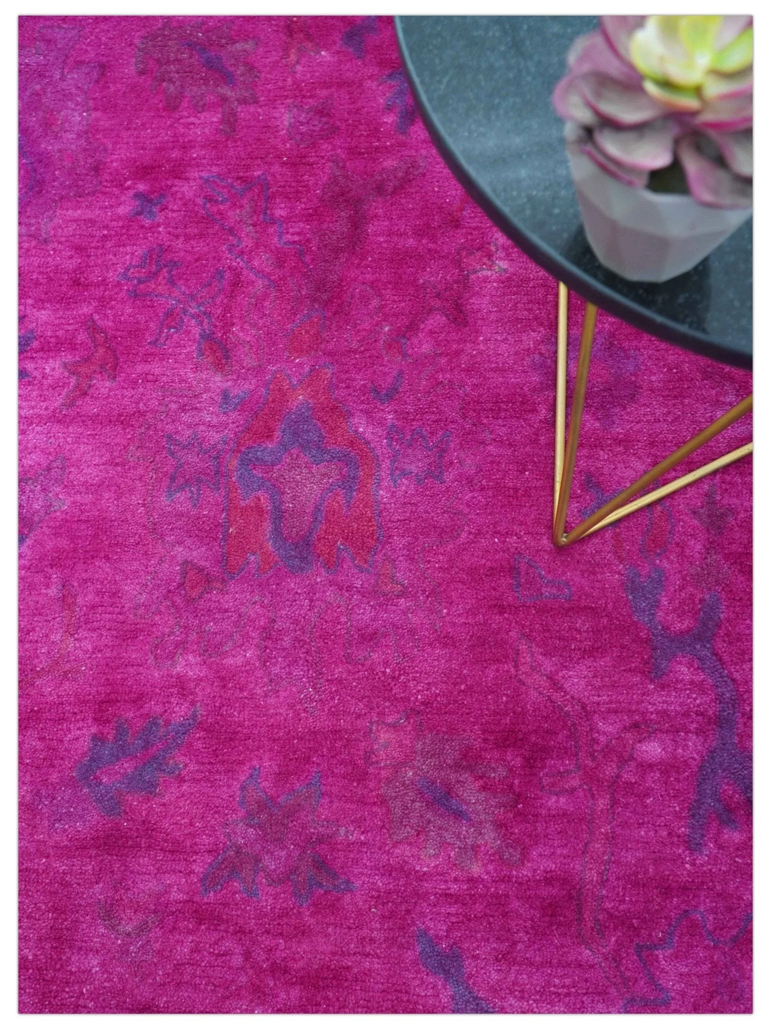 Custom Made Overdyed Pink Traditional Oushak Hand Tufted Wool Area Rug - Image 3
