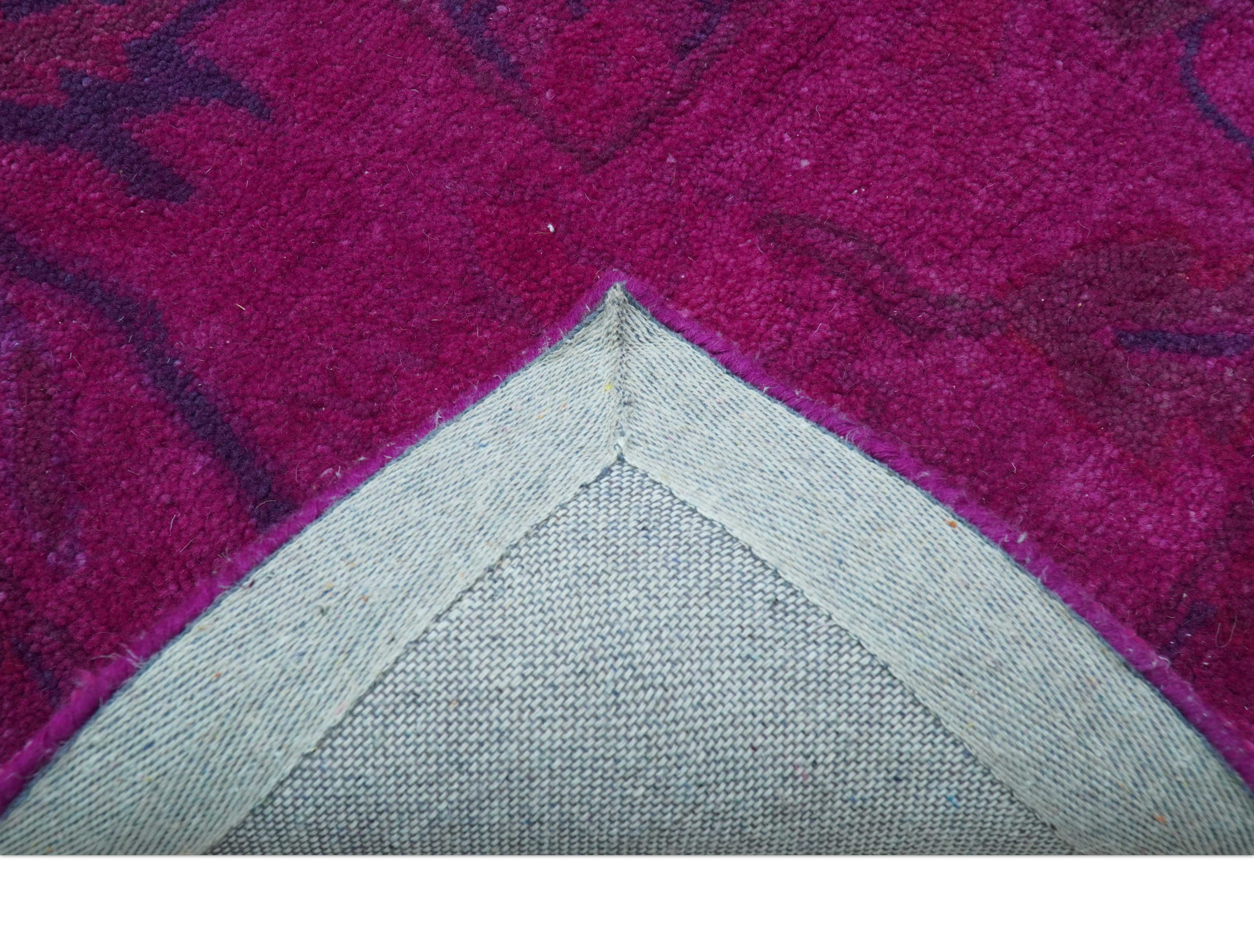 Custom Made Overdyed Pink Traditional Oushak Hand Tufted Wool Area Rug - Image 6