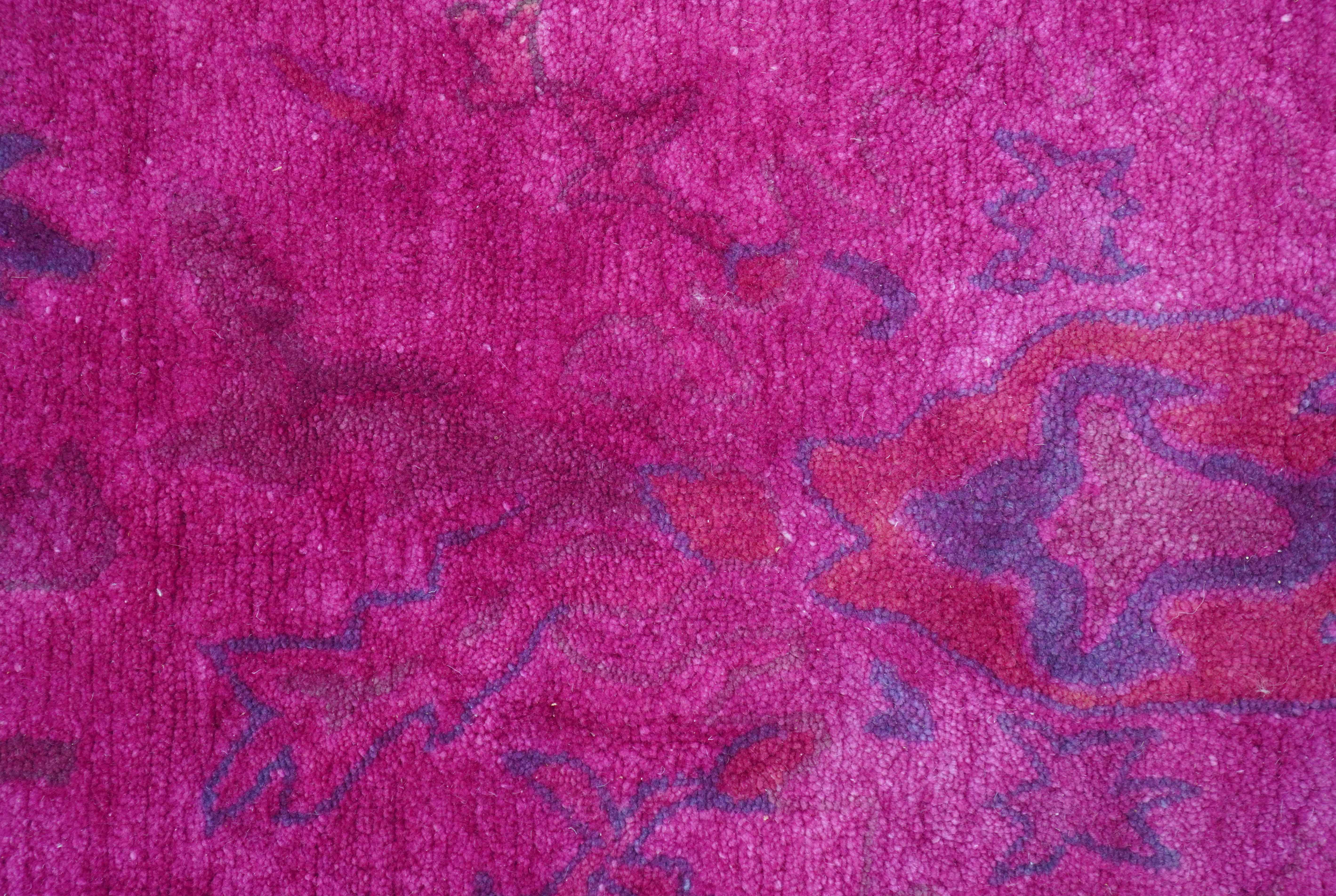 Custom Made Overdyed Pink Traditional Oushak Hand Tufted Wool Area Rug - Image 8