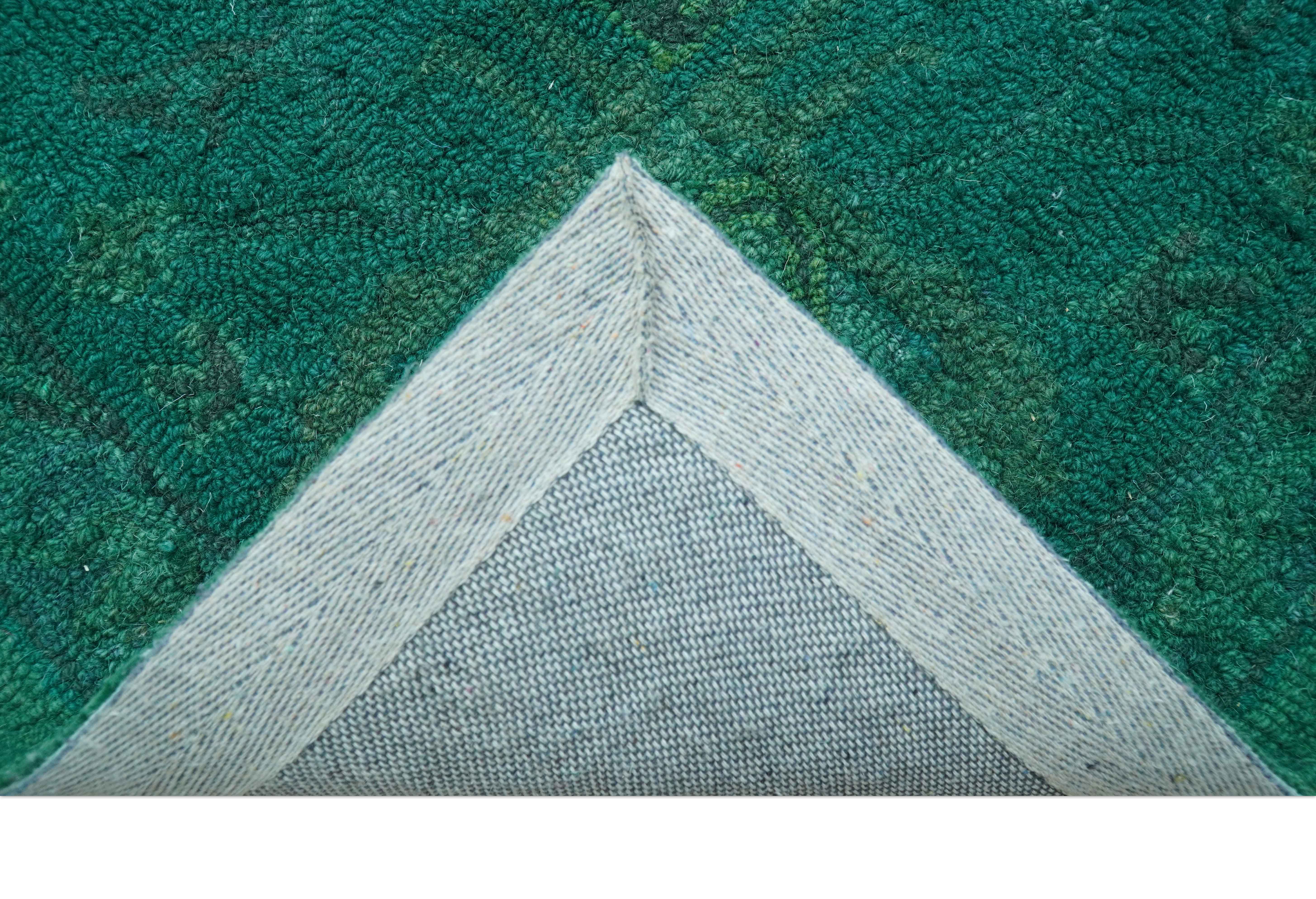 Custom Made Overdyed Traditional Oushak Green Hand Tufted Wool Area Rug - Image 5