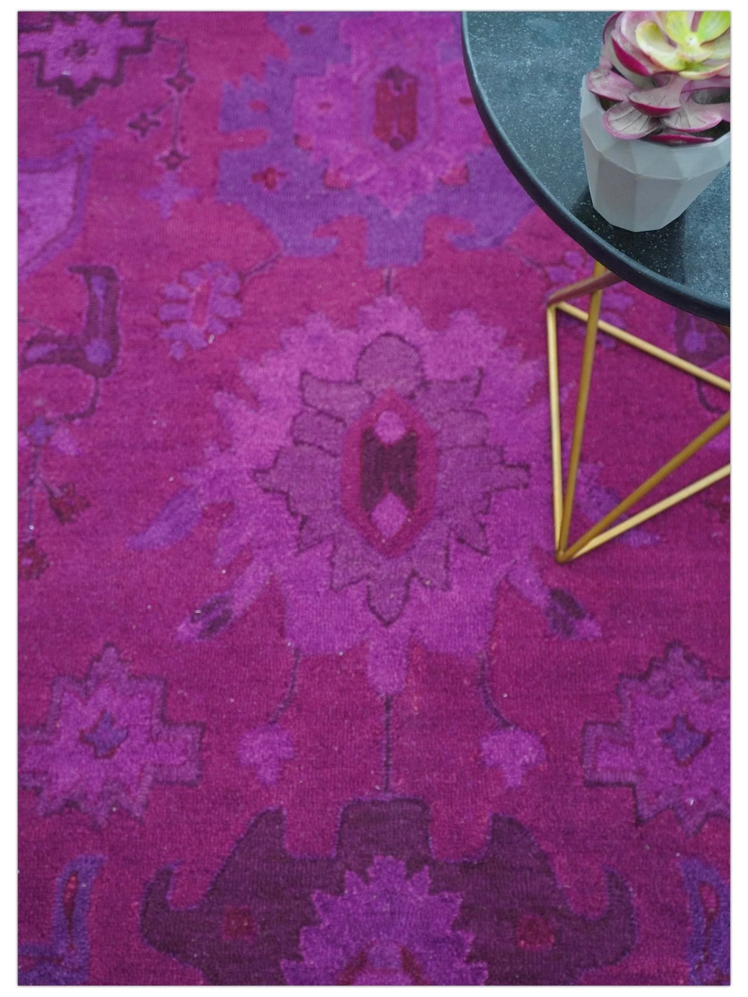 Custom Made Overdyed Traditional Oushak Purple Hand Tufted Wool Area Rug - Image 3
