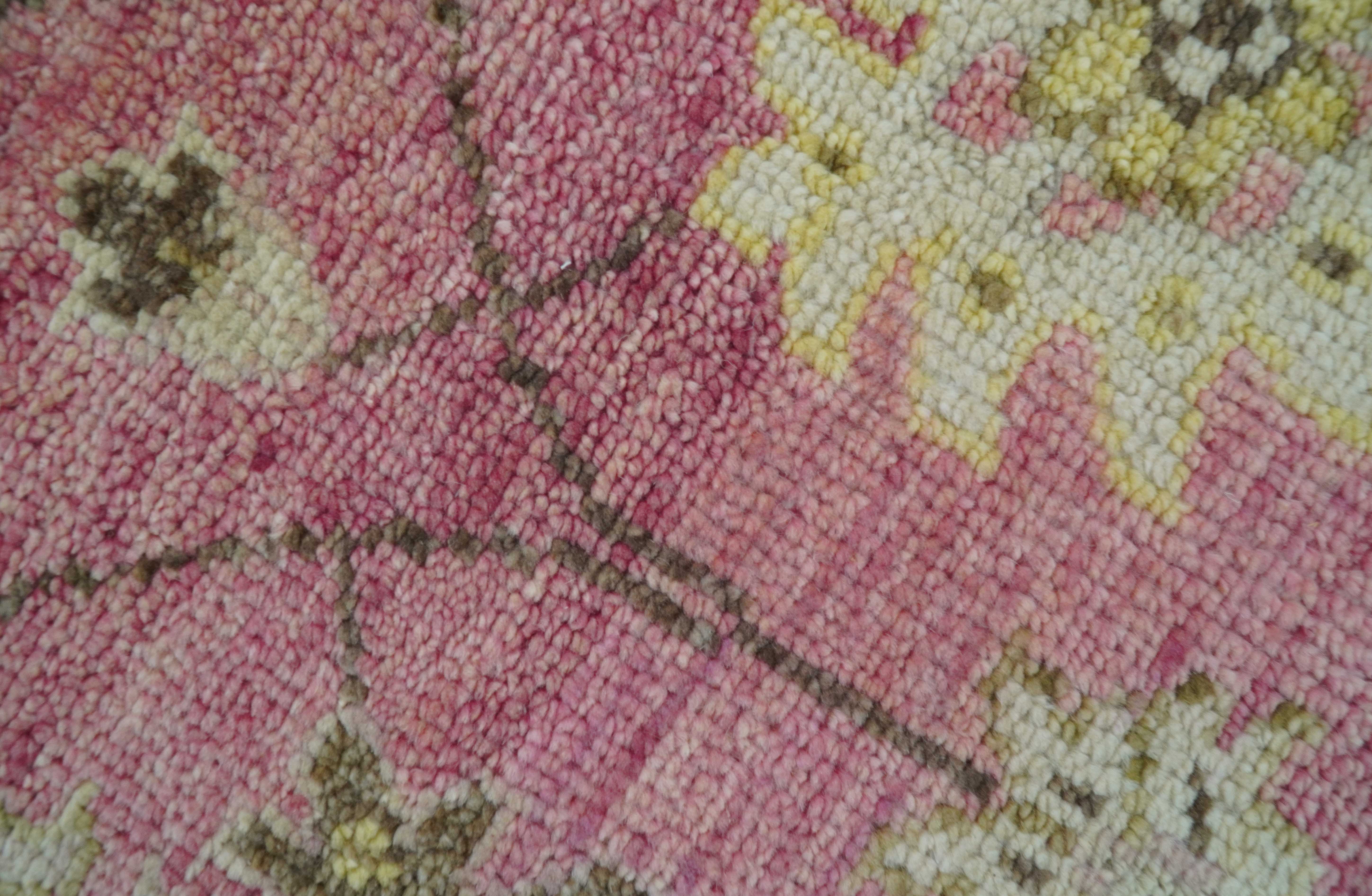 Custom Made Pink and Beige Oushak Hand Knotted Wool Rug - Image 8