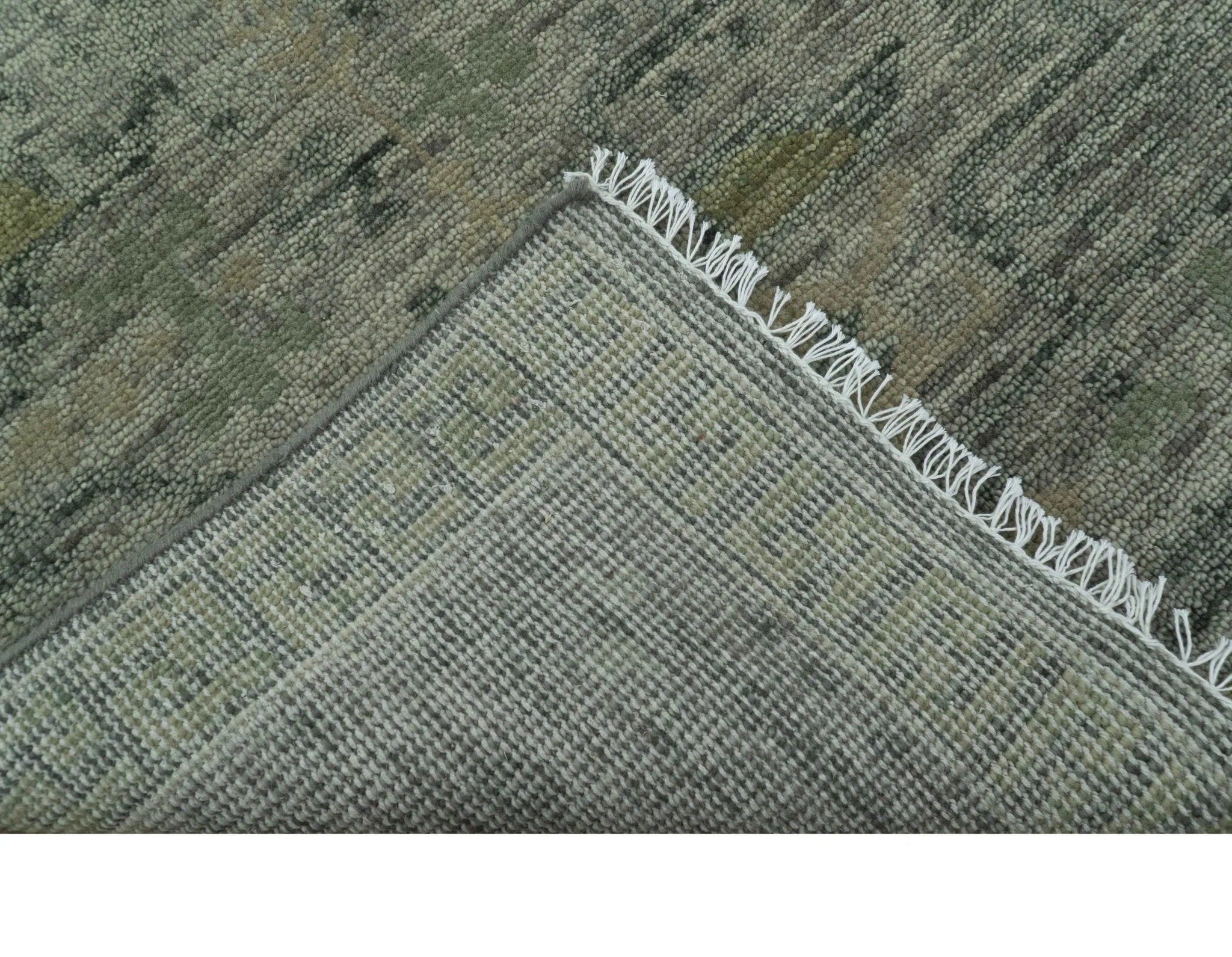 Custom Made Rug Modern Transitional Design Beige And Green Hand Knotted wool - Image 6