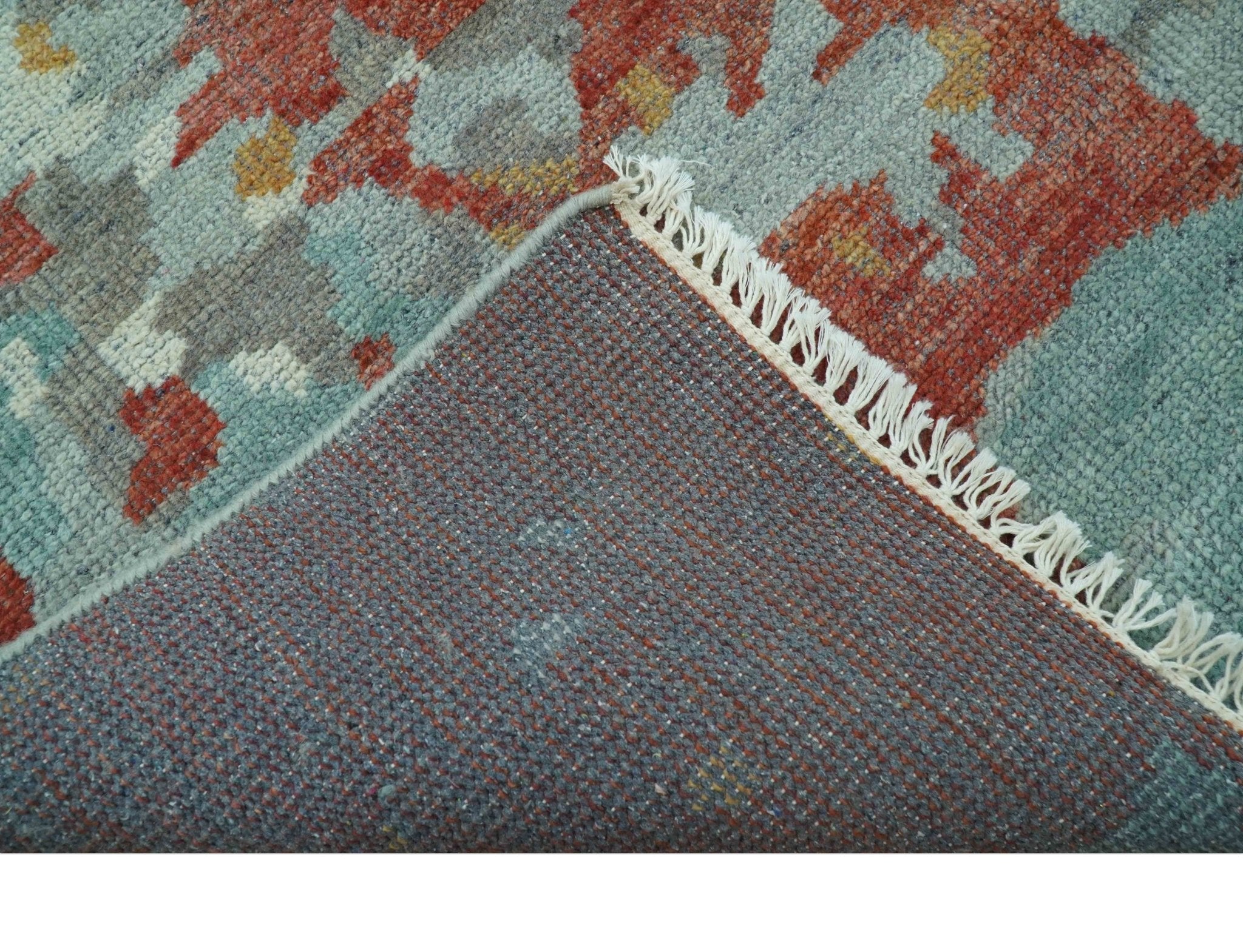 Custom Made Rust And Gray Modern Abstract Design Hand knotted Wool Area Rug - Image 5