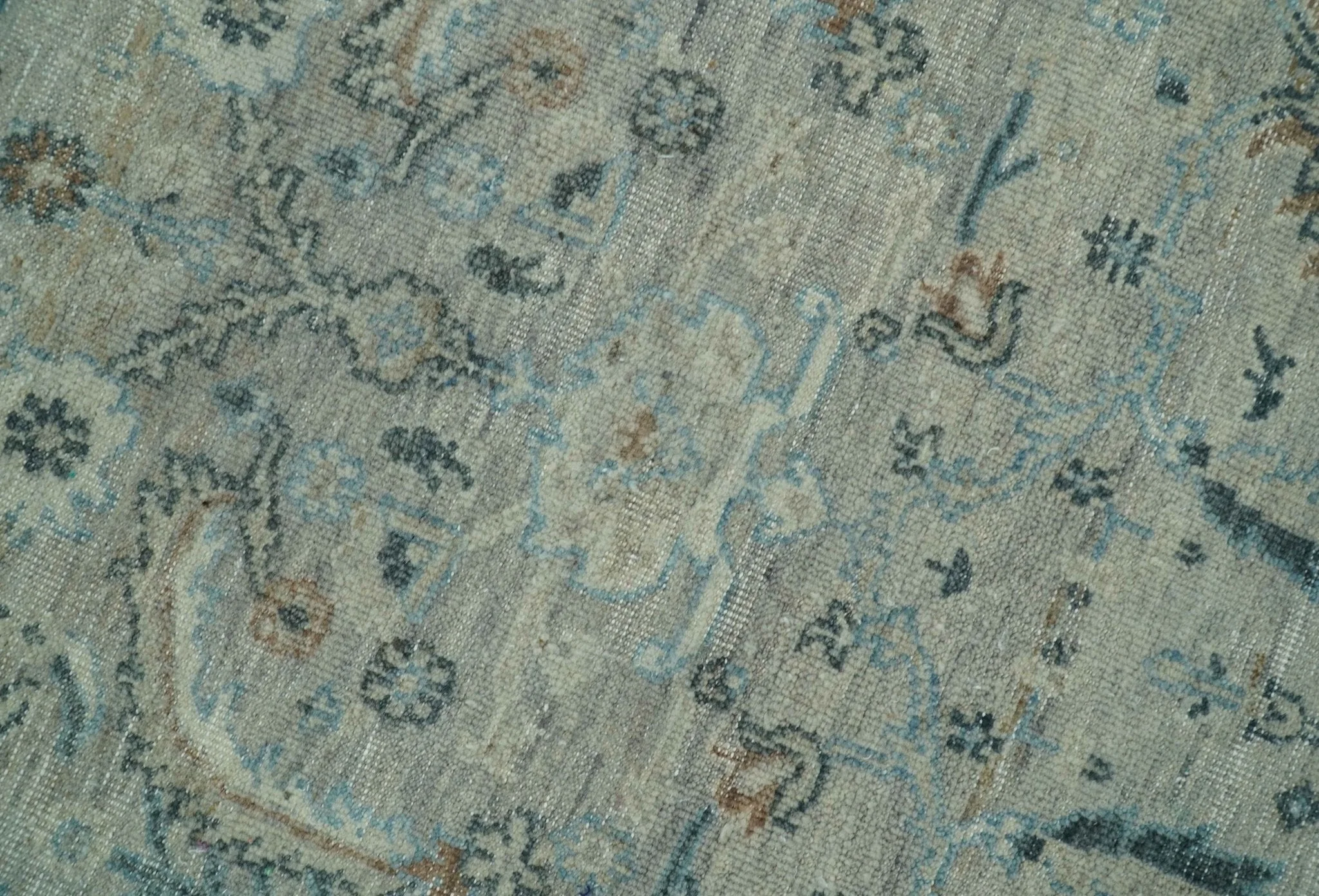 Custom Made Silver And Blue Traditional Oriental Design Hand knotted Wool Area Rug - Image 6
