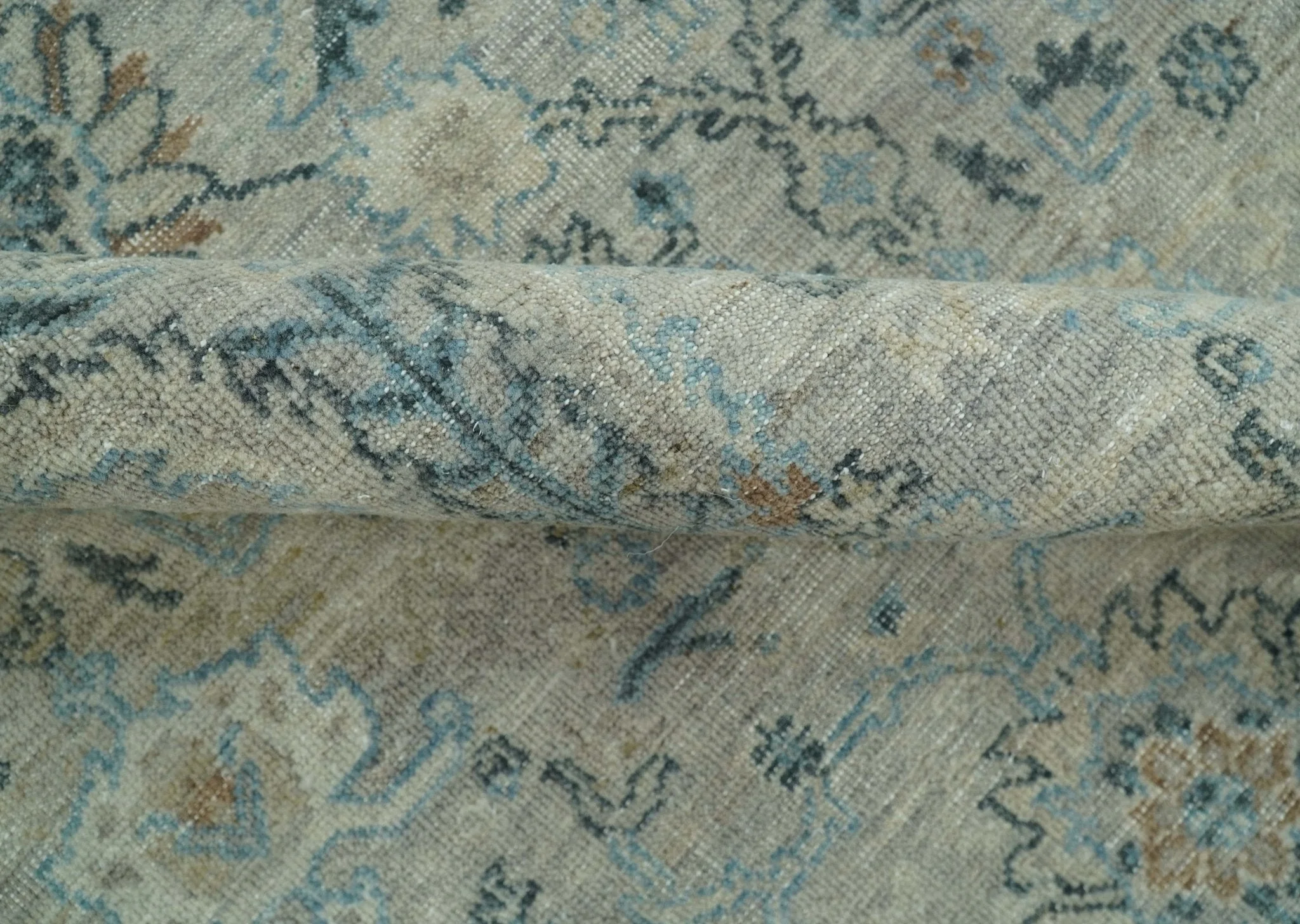 Custom Made Silver And Blue Traditional Oriental Design Hand knotted Wool Area Rug - Image 7