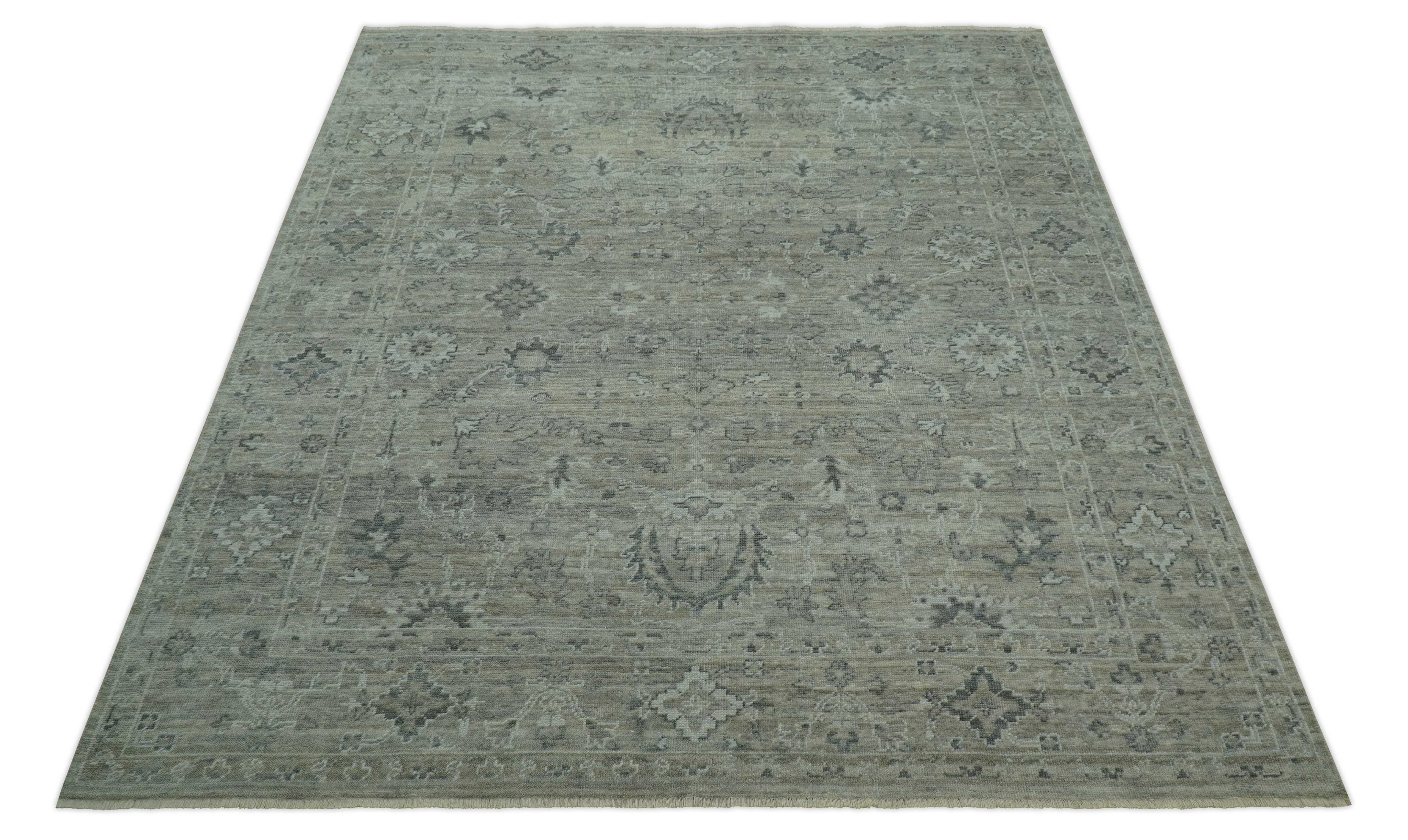 Custom Made Silver Brown Traditional Transitional Hand Knotted Wool Rug - Image 10