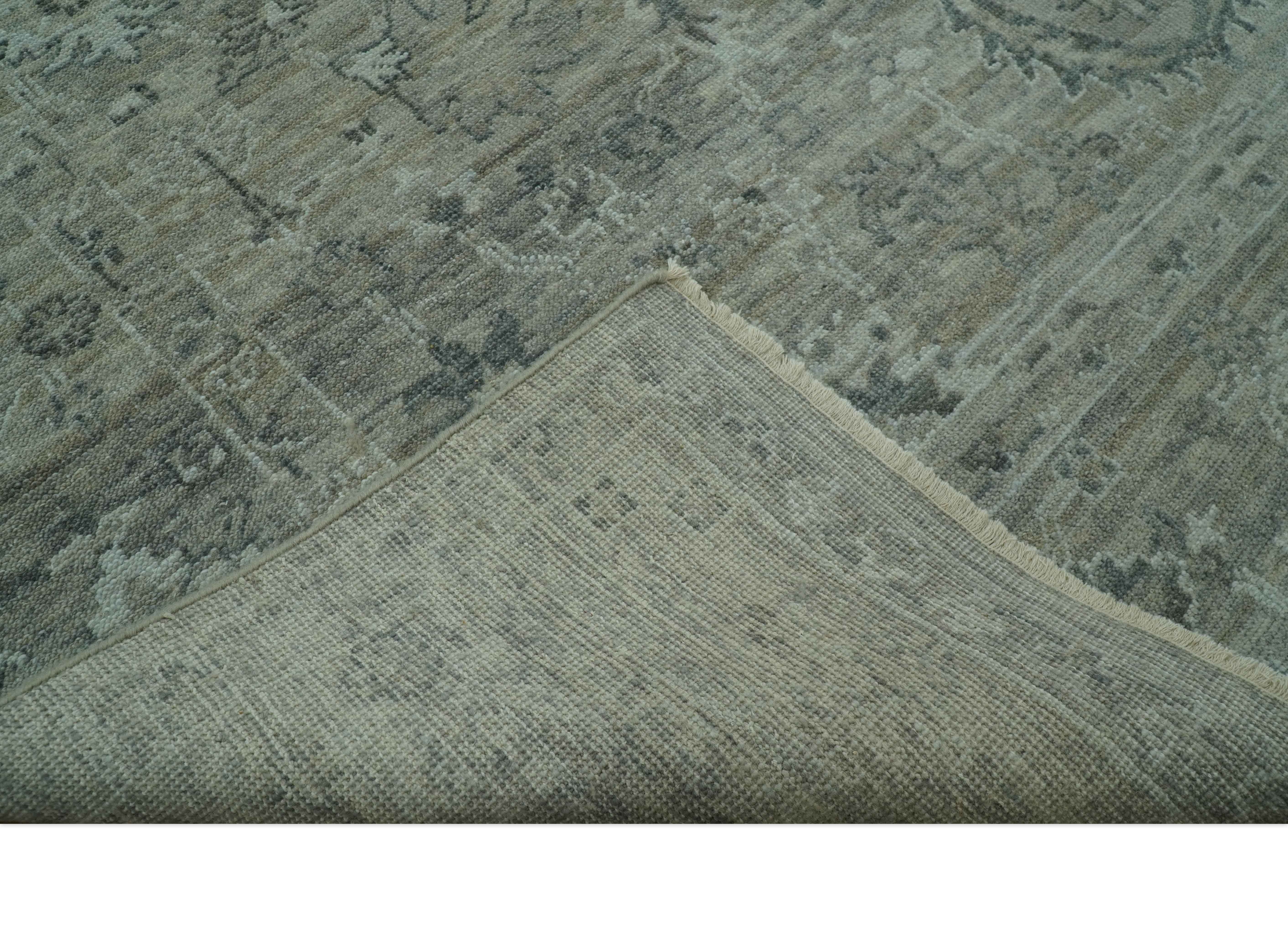 Custom Made Silver Brown Traditional Transitional Hand Knotted Wool Rug - Image 5