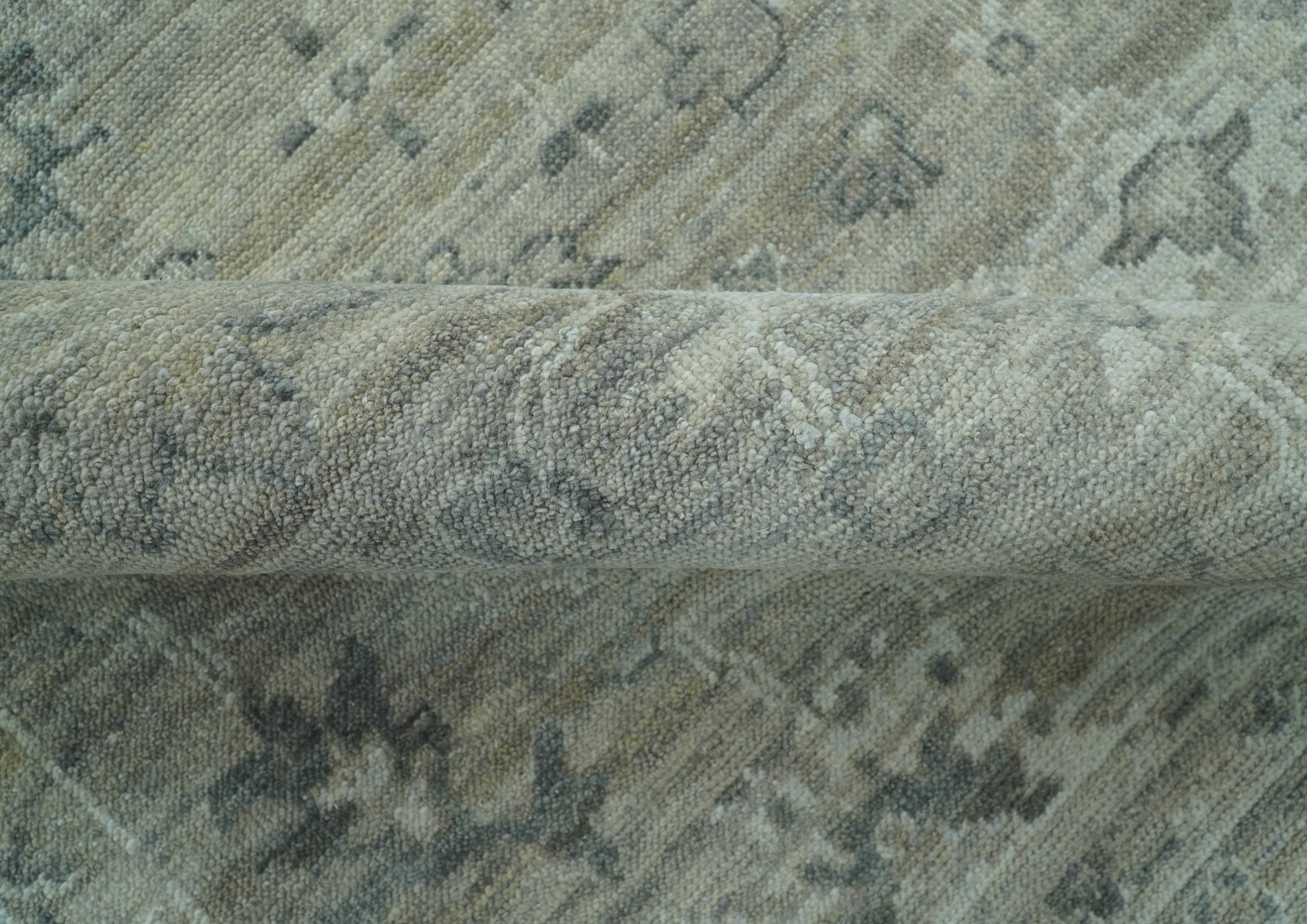 Custom Made Silver Brown Traditional Transitional Hand Knotted Wool Rug - Image 9