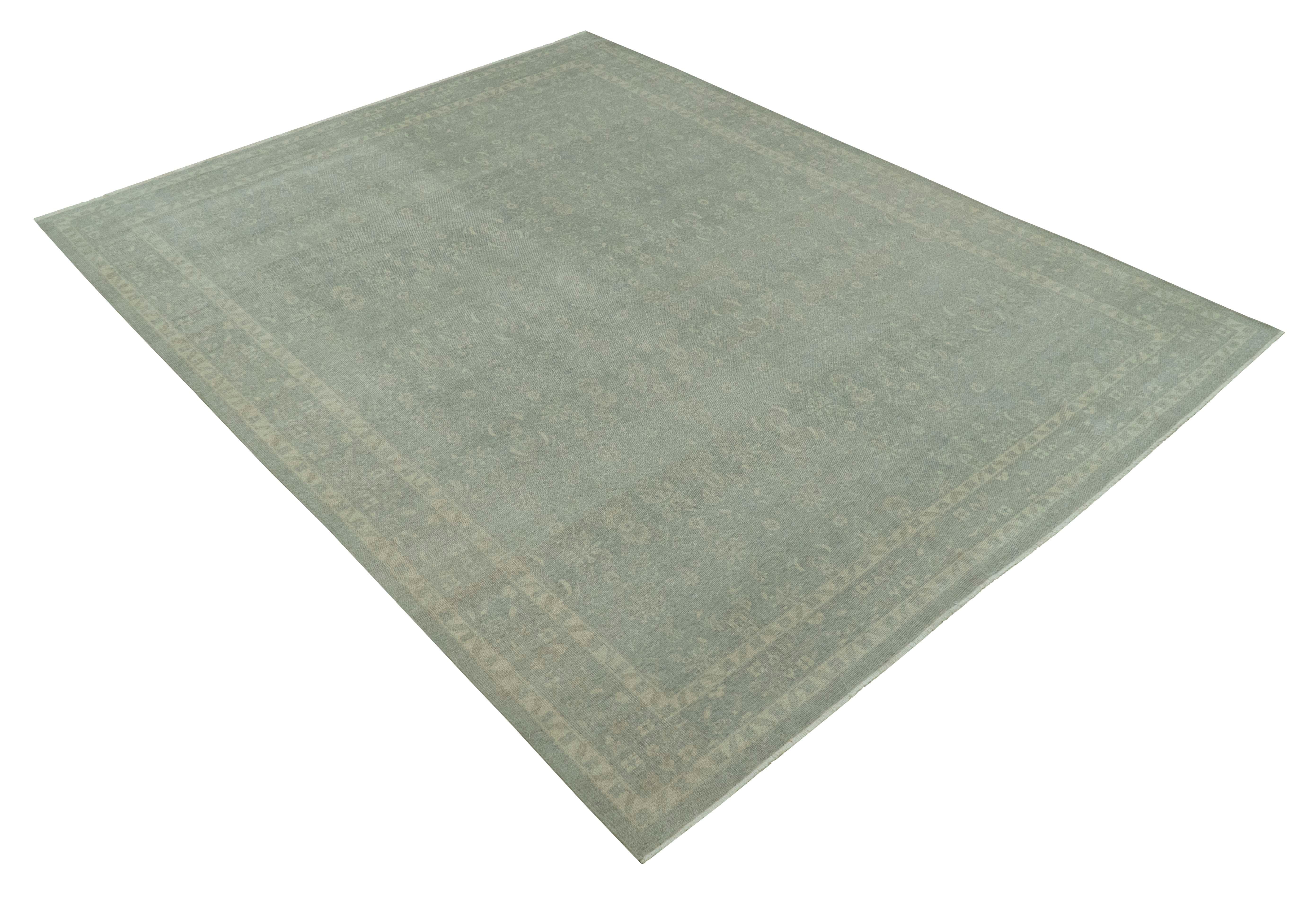 Custom Made Silver Traditional Silver Hand Knotted Wool Rug - Image 10