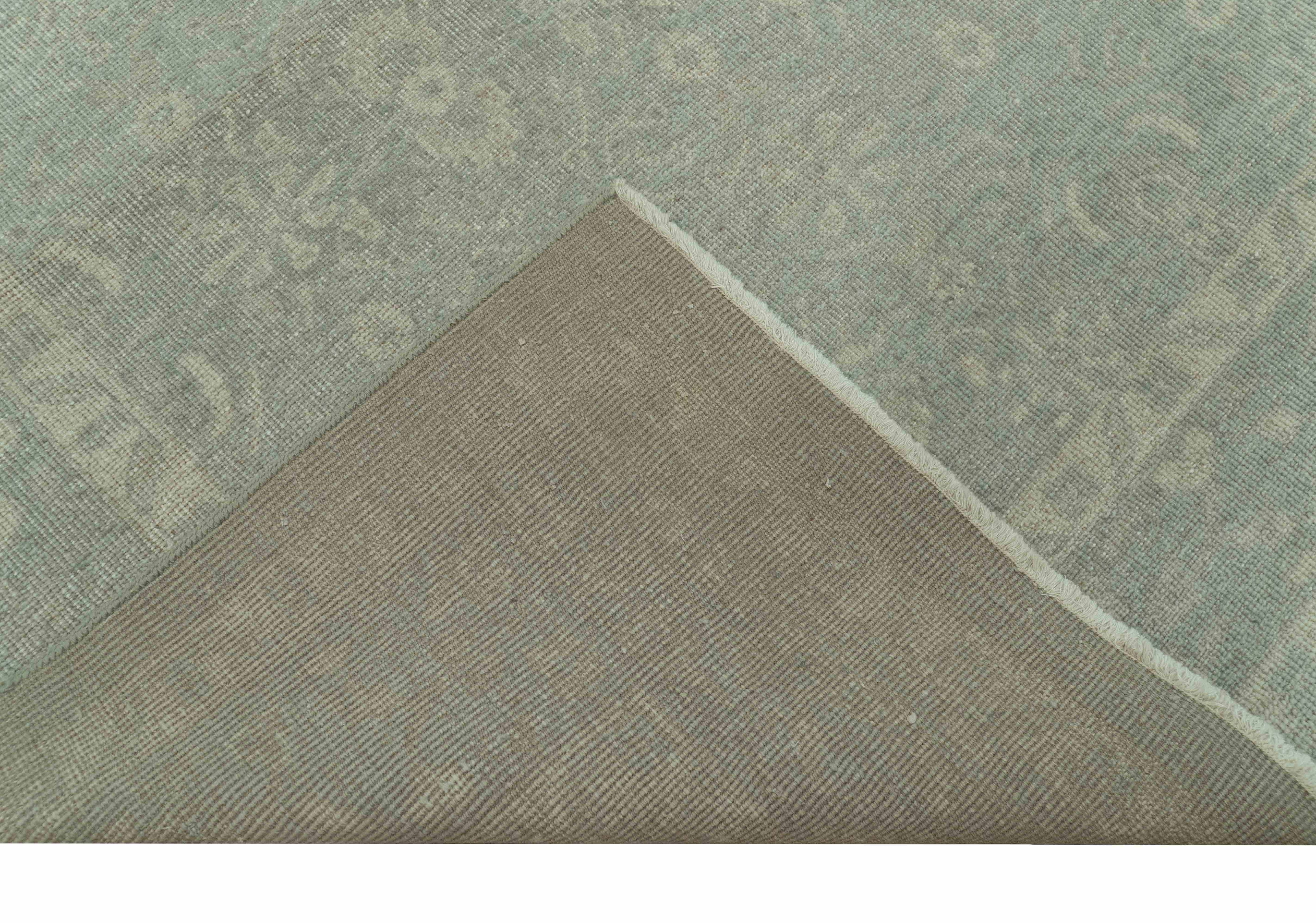 Custom Made Silver Traditional Silver Hand Knotted Wool Rug - Image 5