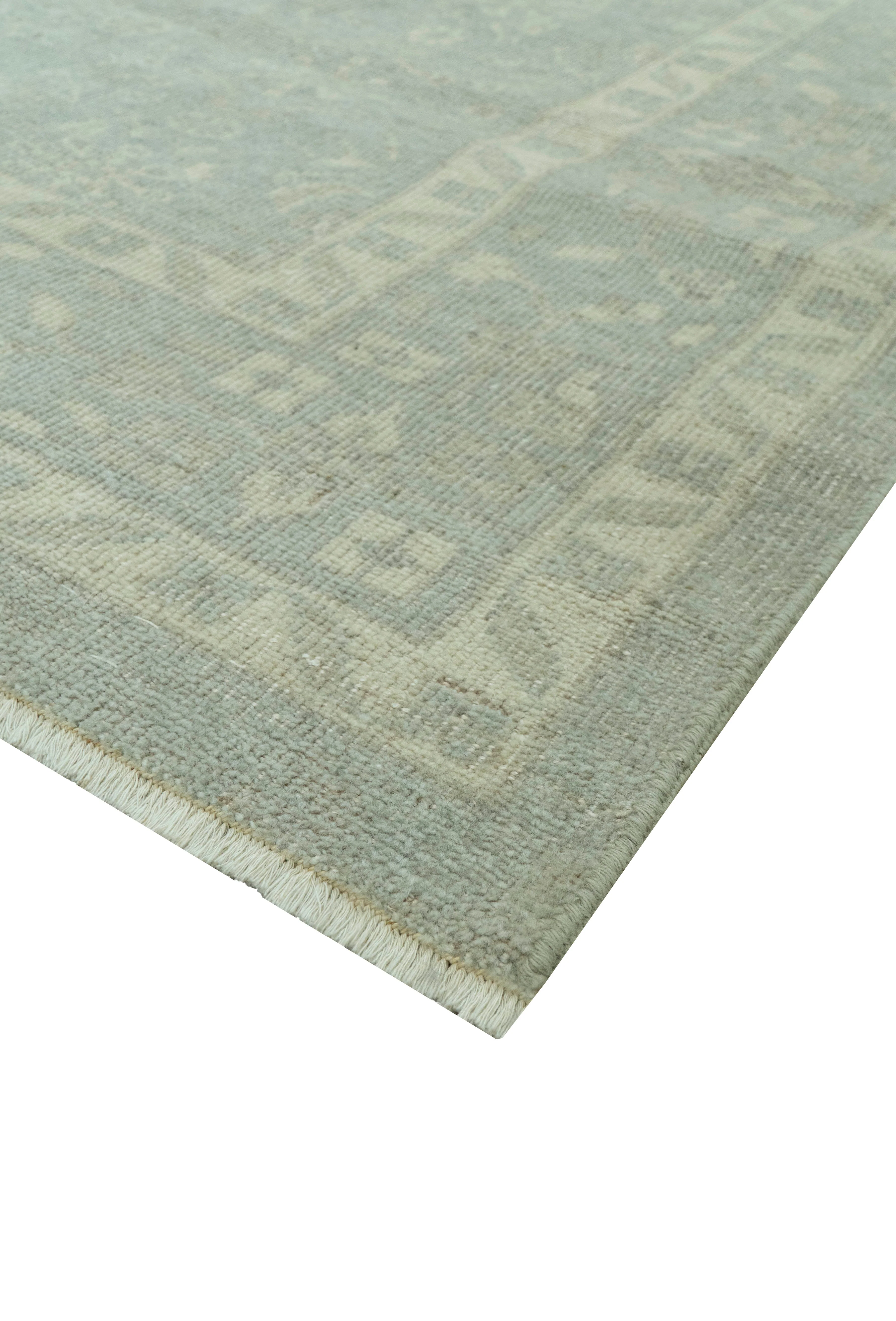 Custom Made Silver Traditional Silver Hand Knotted Wool Rug - Image 6
