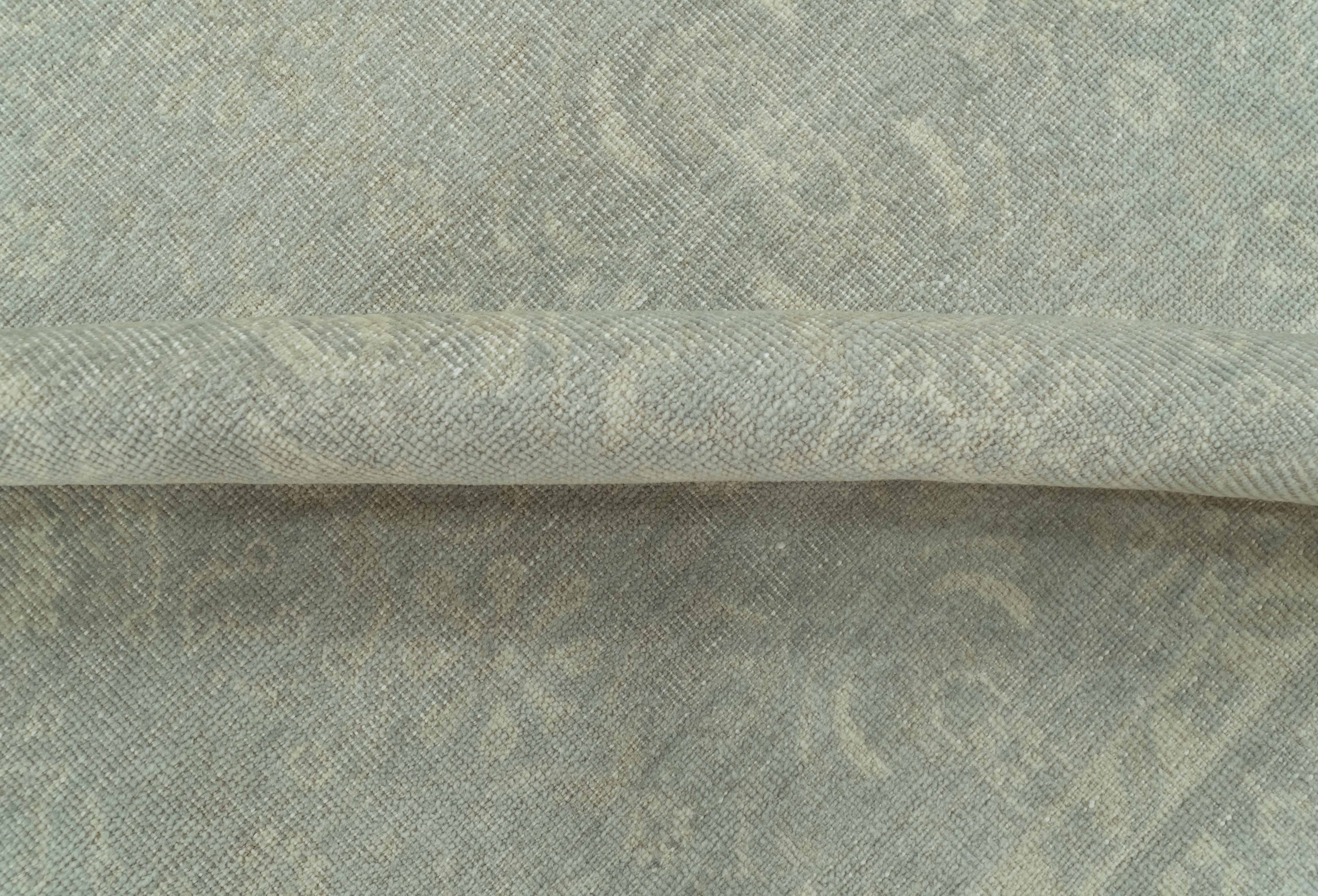 Custom Made Silver Traditional Silver Hand Knotted Wool Rug - Image 9