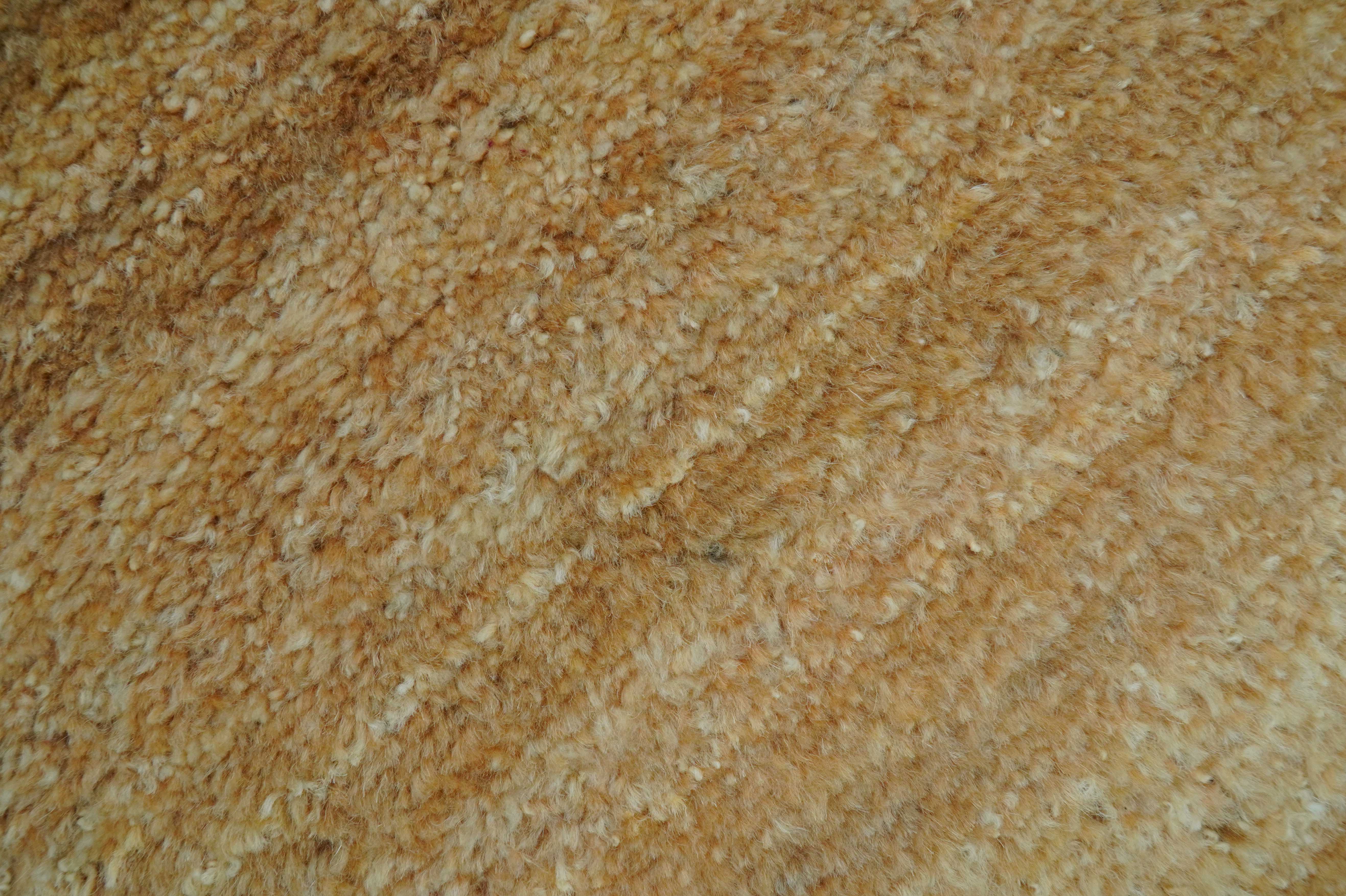 Custom Made Solid Design Camel Hand Knotted Wool Area Rug - Image 3