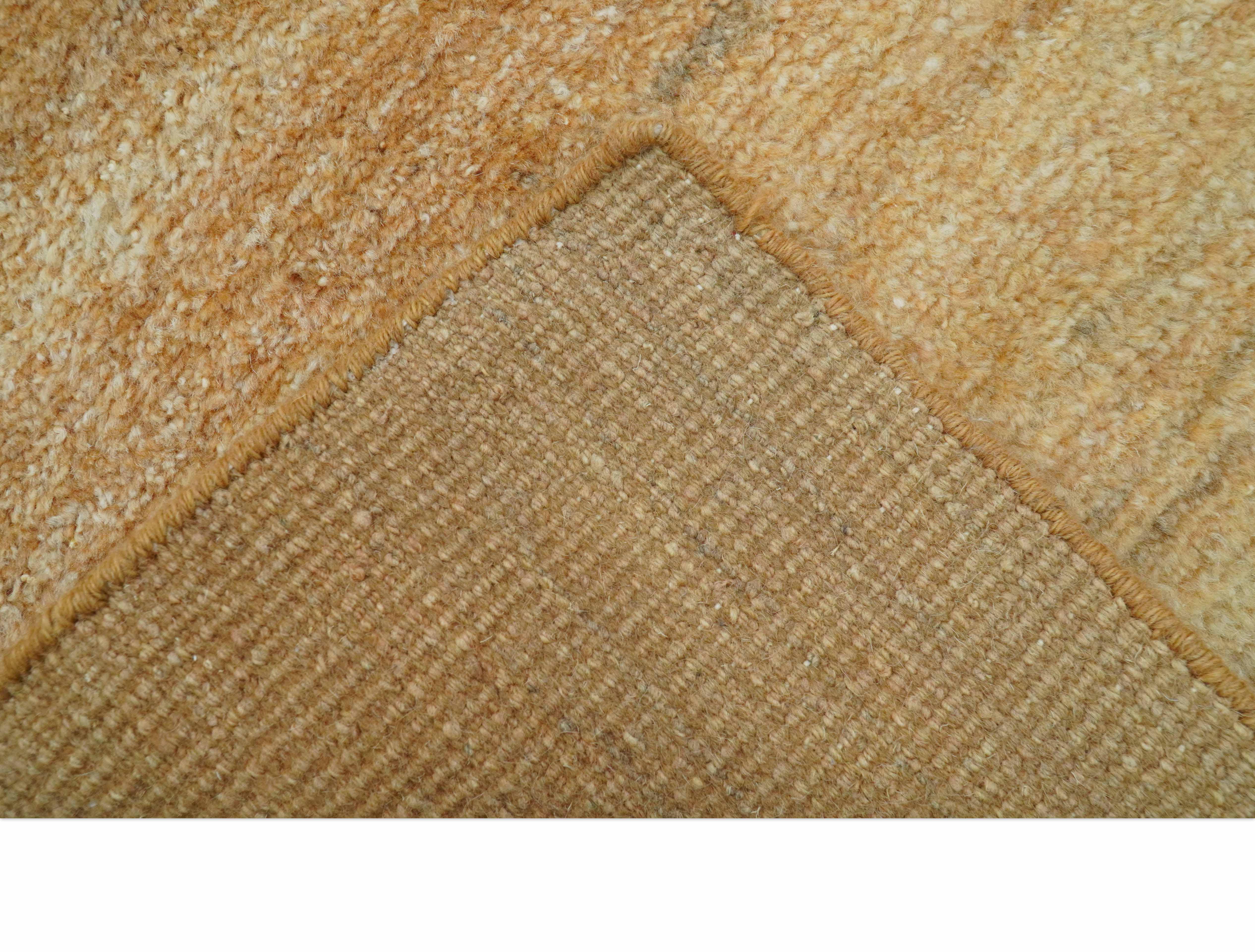 Custom Made Solid Design Camel Hand Knotted Wool Area Rug - Image 6