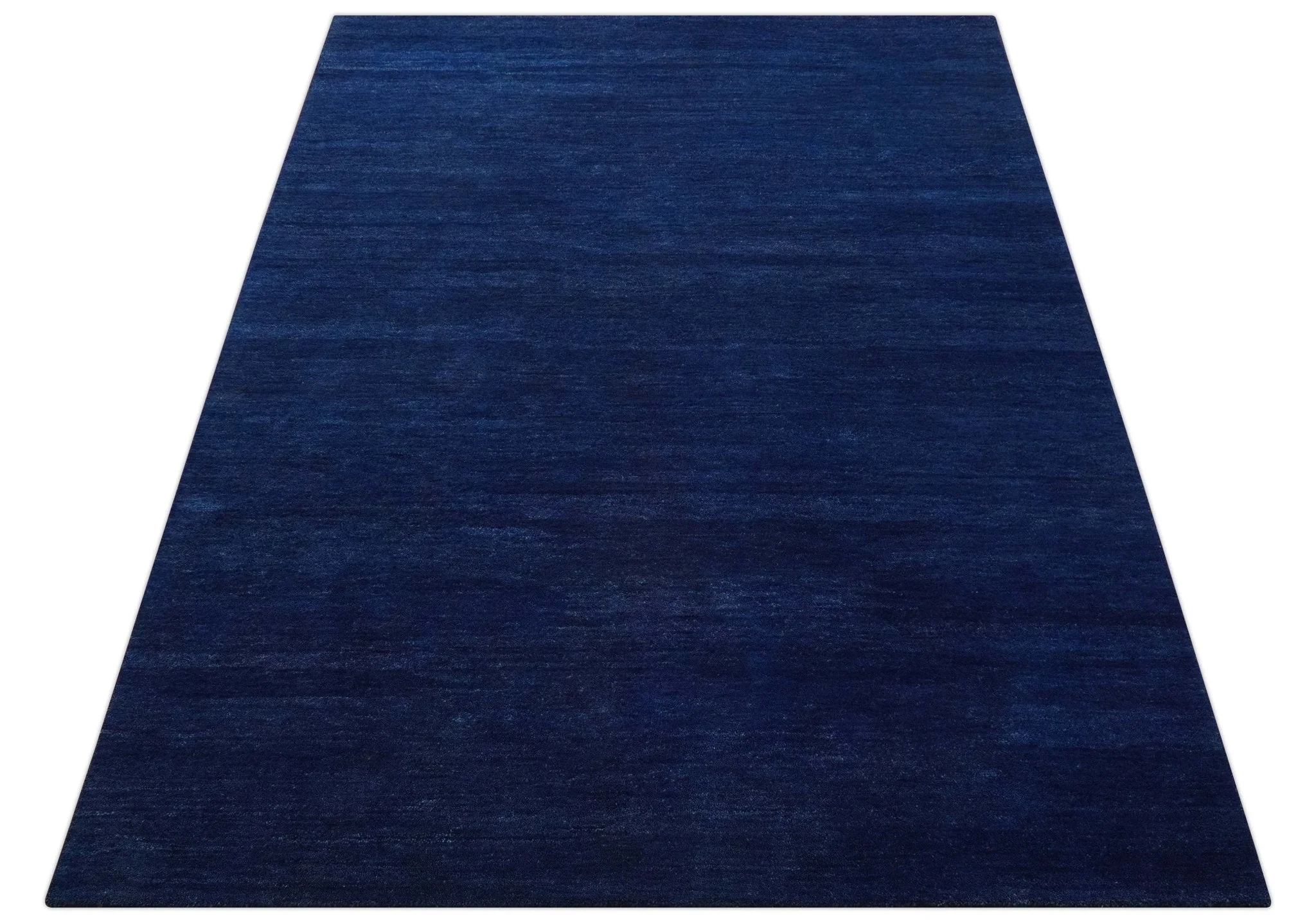 Custom Made Solid Modern Blue Hand Tufted thick Wool Area Rug - Image 10