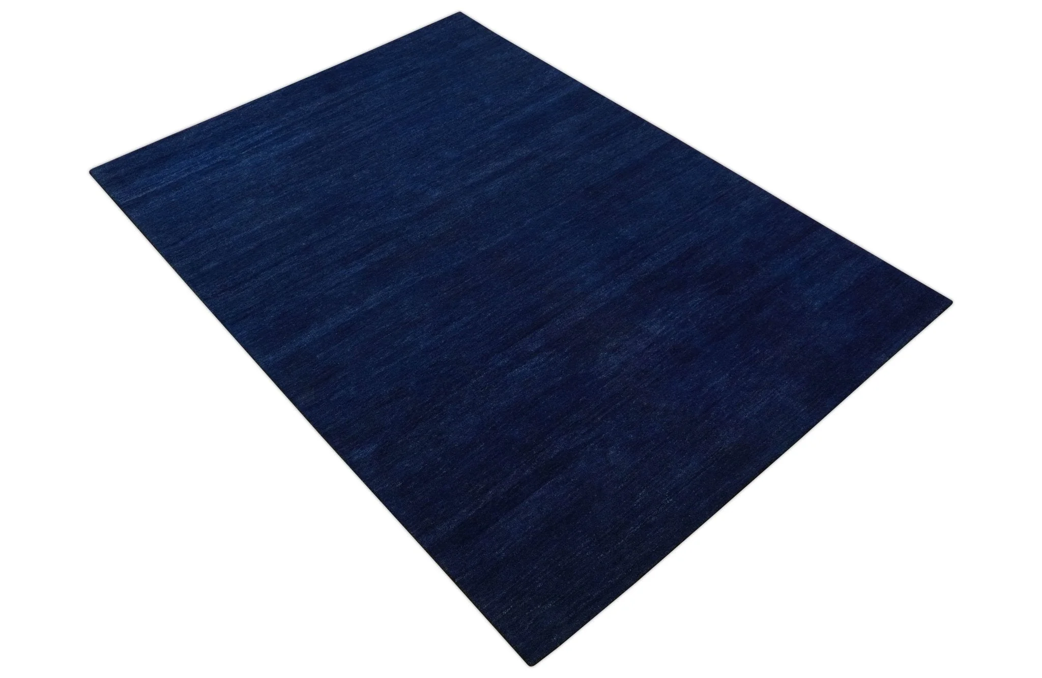 Custom Made Solid Modern Blue Hand Tufted thick Wool Area Rug - Image 11