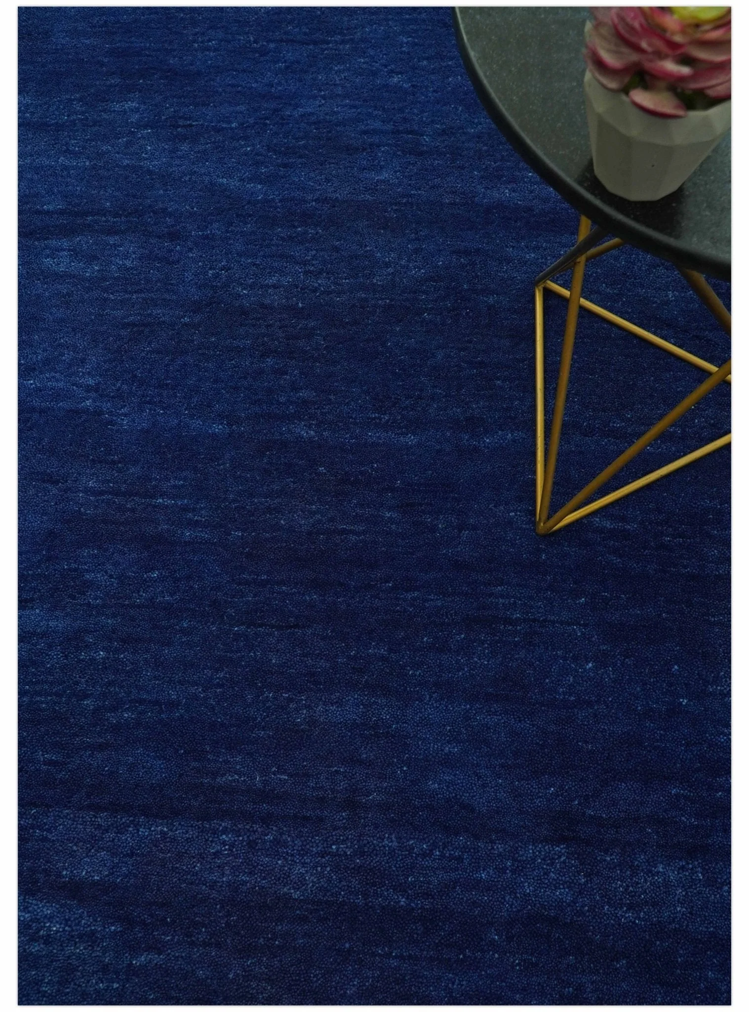 Custom Made Solid Modern Blue Hand Tufted thick Wool Area Rug - Image 3