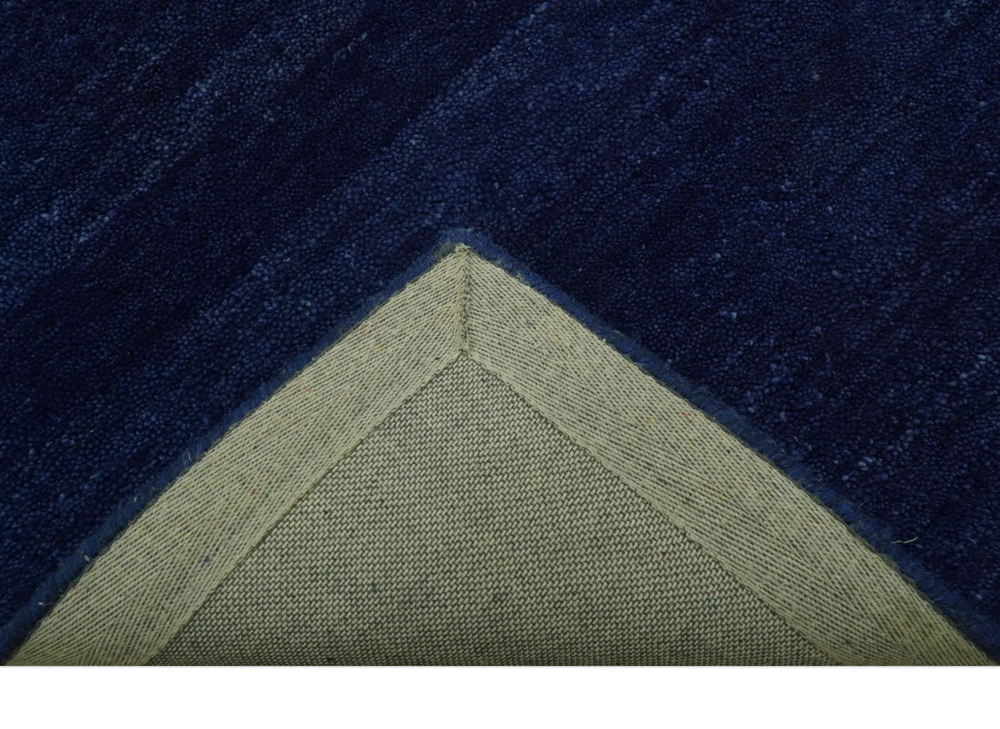Custom Made Solid Modern Blue Hand Tufted thick Wool Area Rug - Image 4