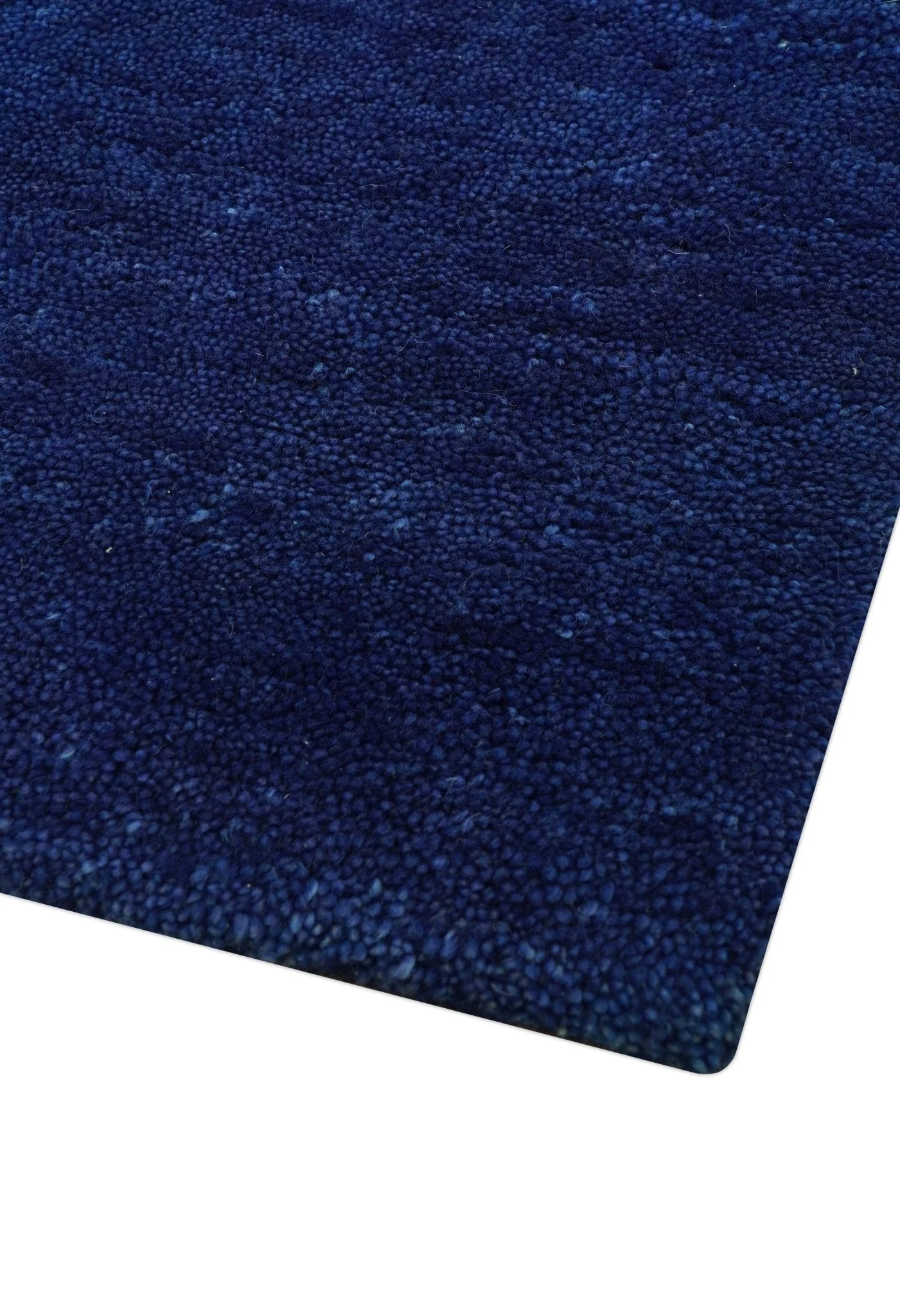 Custom Made Solid Modern Blue Hand Tufted thick Wool Area Rug - Image 5
