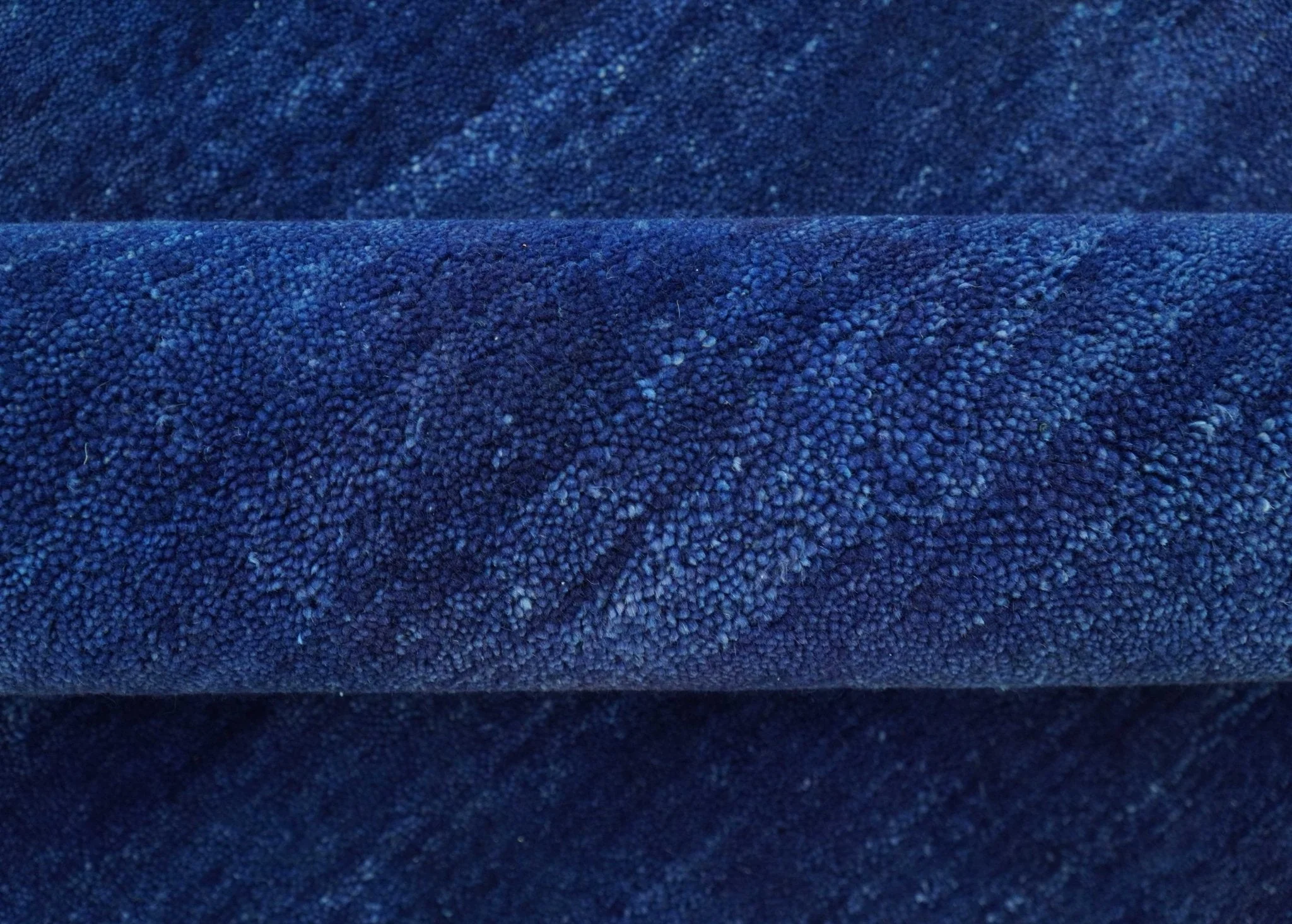 Custom Made Solid Modern Blue Hand Tufted thick Wool Area Rug - Image 8