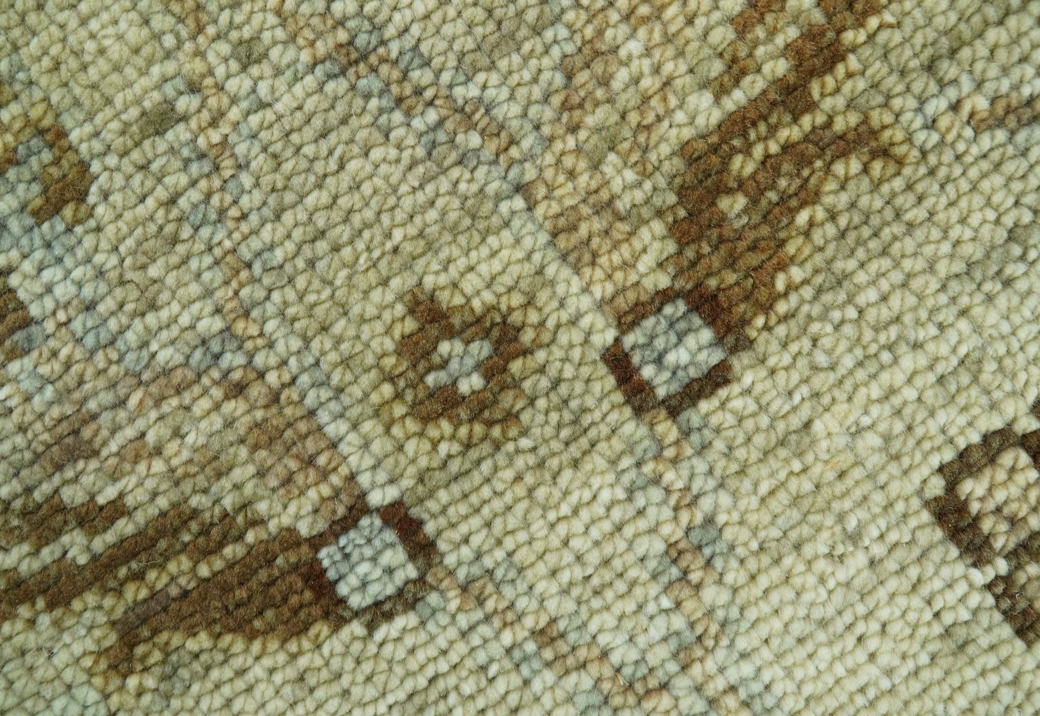 Custom Made Traditional Design Beige And Brown Hand Knotted wool area rug - Image 5