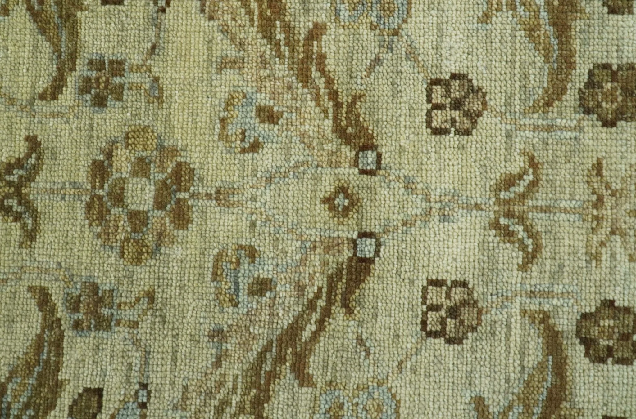 Custom Made Traditional Design Beige And Brown Hand Knotted wool area rug - Image 6