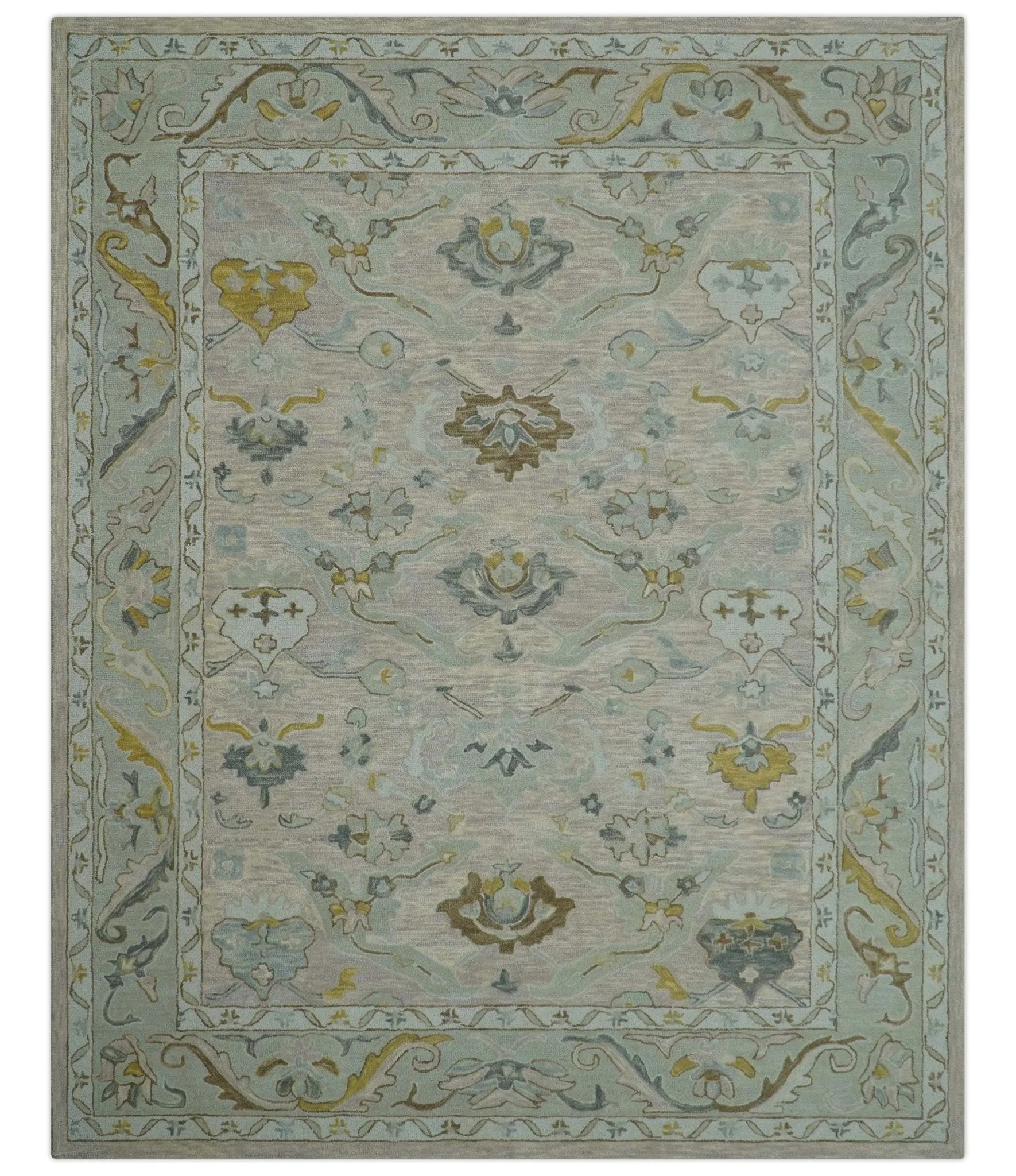 Custom Made Traditional Design Beige Peach Hand Tufted Wool Area Rug - Image 2