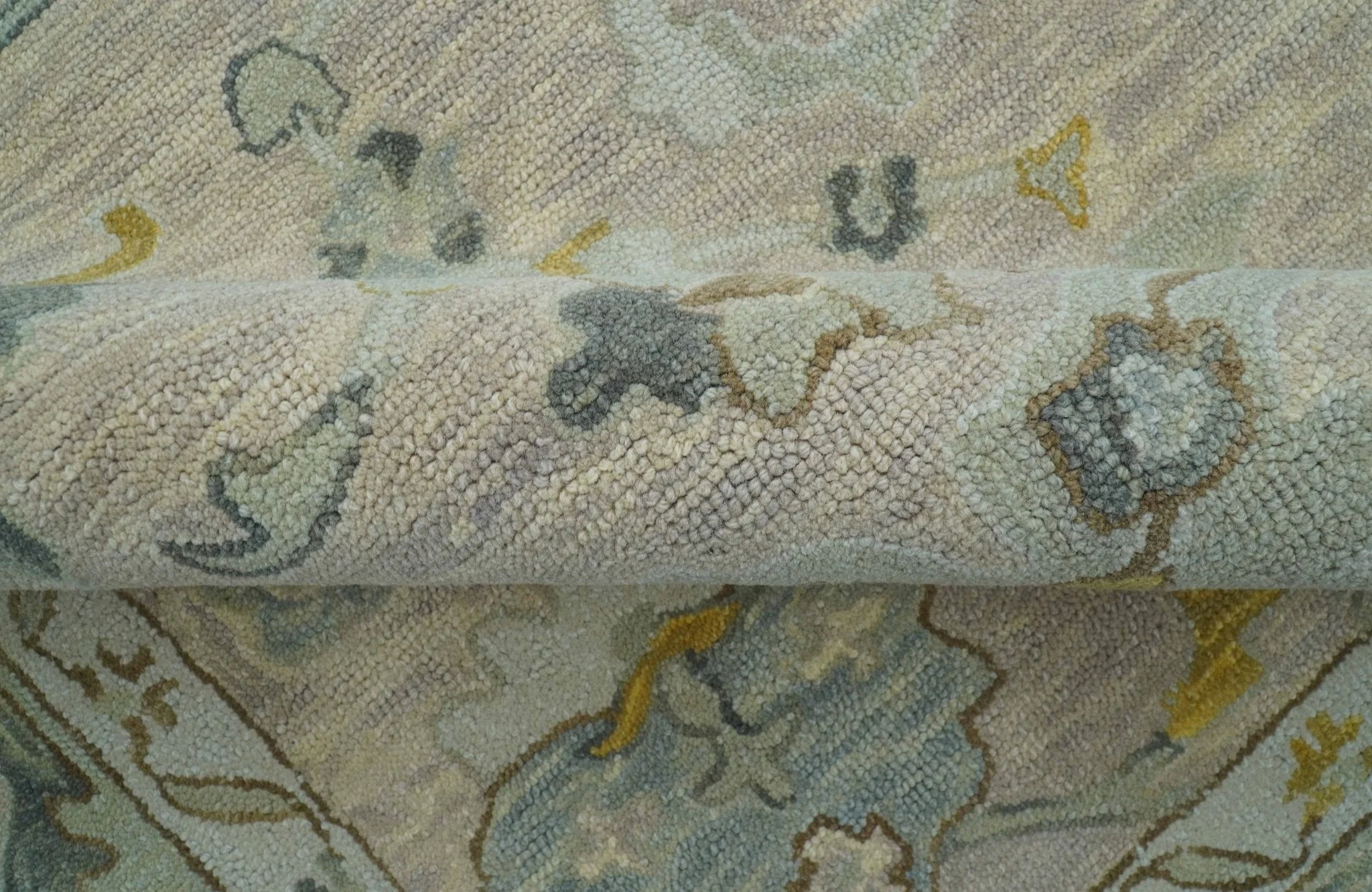 Custom Made Traditional Design Beige Peach Hand Tufted Wool Area Rug - Image 4