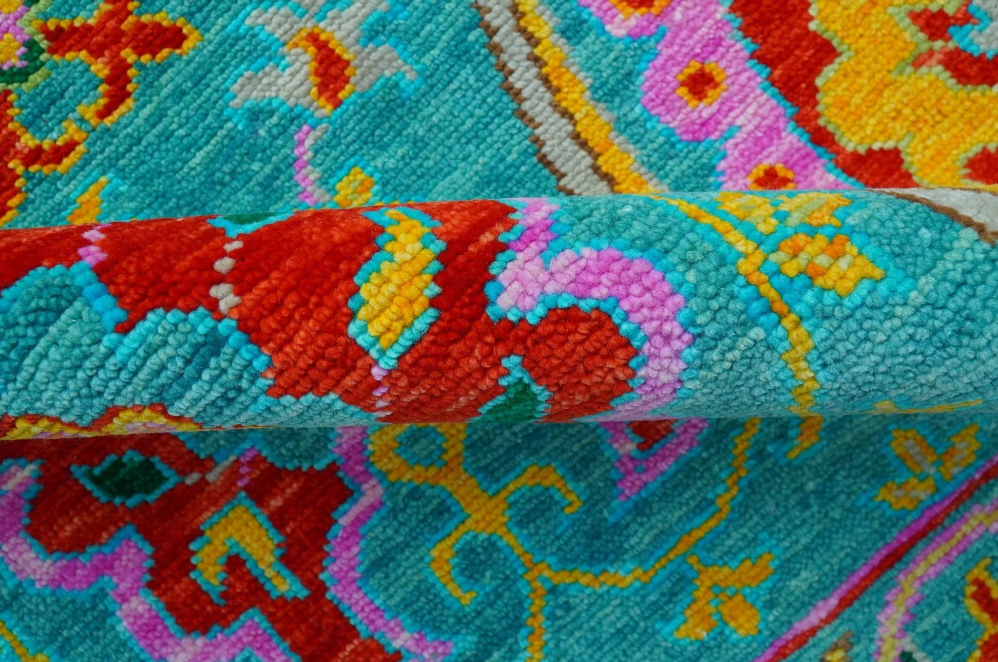 Custom Made Traditional Oriental Design Teal Hand Knotted Wool Area Rug - Image 3