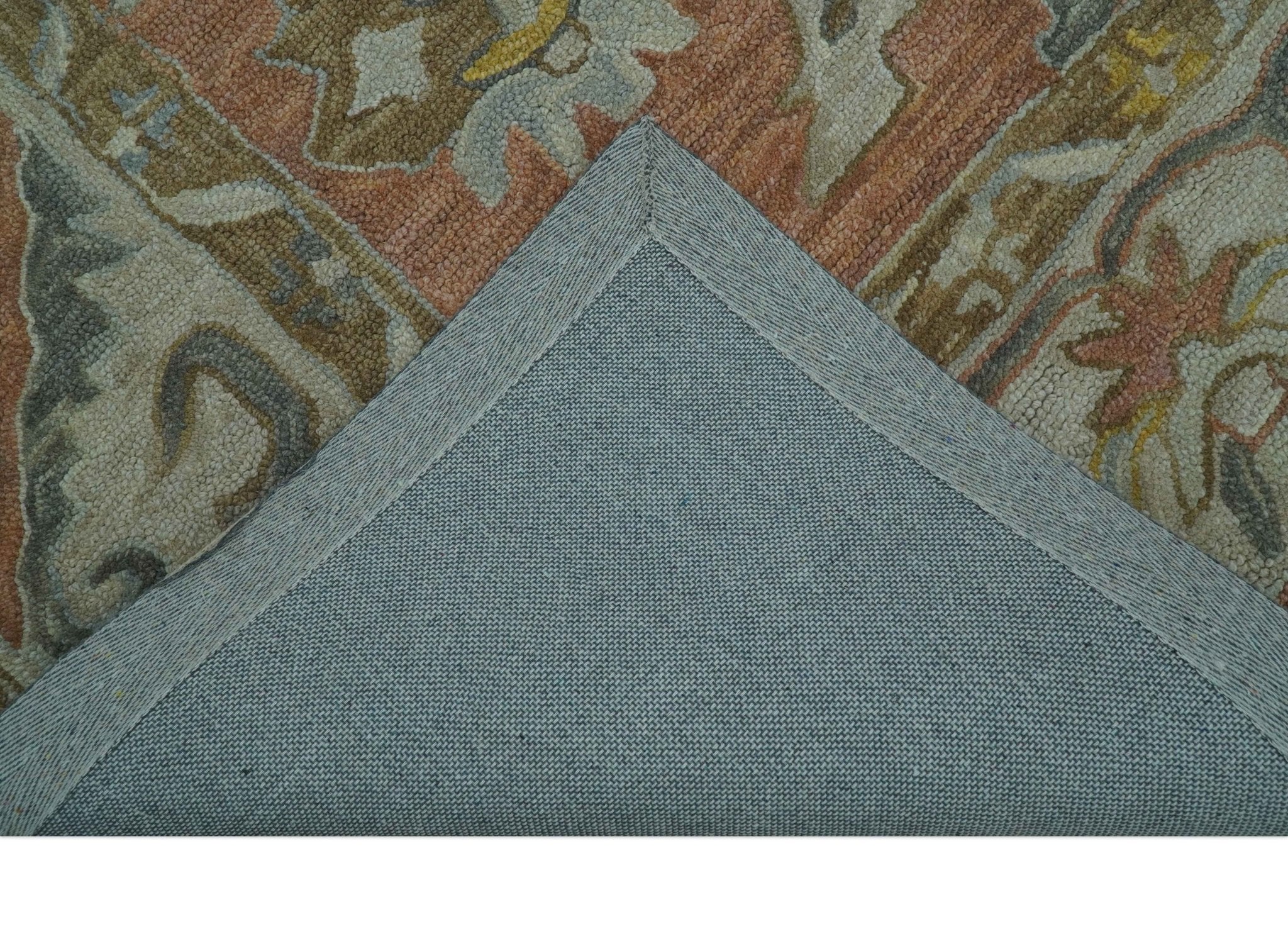 Custom Made Traditional Oriental Rust And Ivory Hand Tufted Wool Area Rug - Image 5