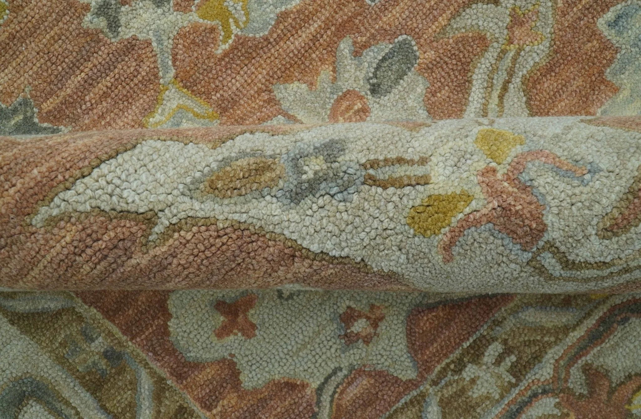 Custom Made Traditional Oriental Rust And Ivory Hand Tufted Wool Area Rug - Image 9