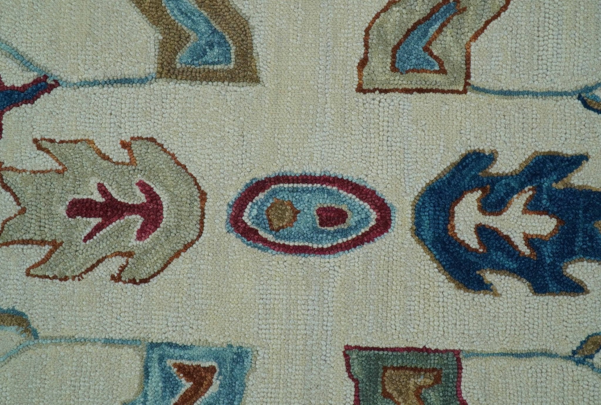 Custom Made Traditional Oushak Blue And Beige Hand Tufted Wool Rug - Image 5