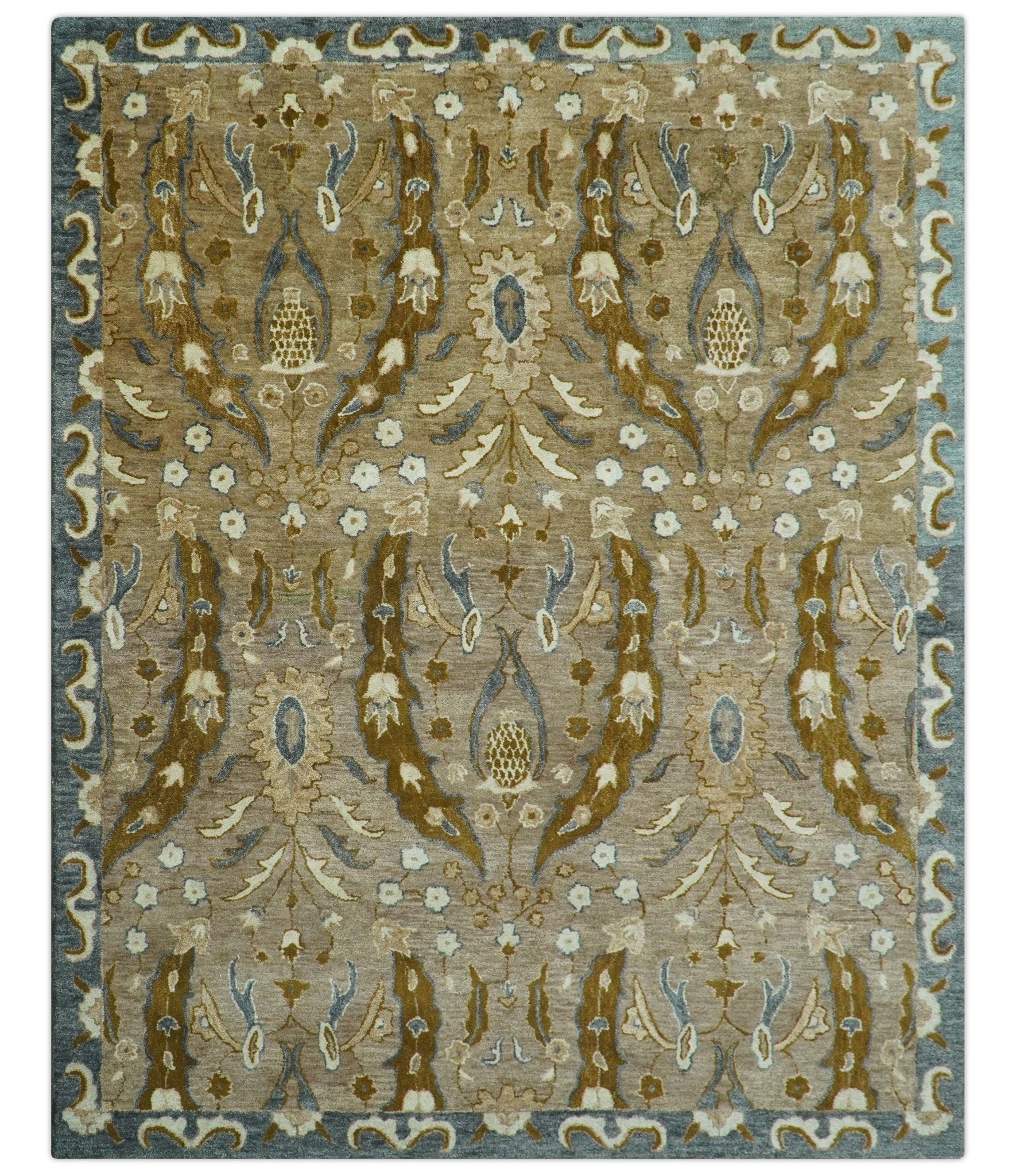 Custom Made Traditional Oushak Brown Hand Tufted Wool Area Rug - Image 2
