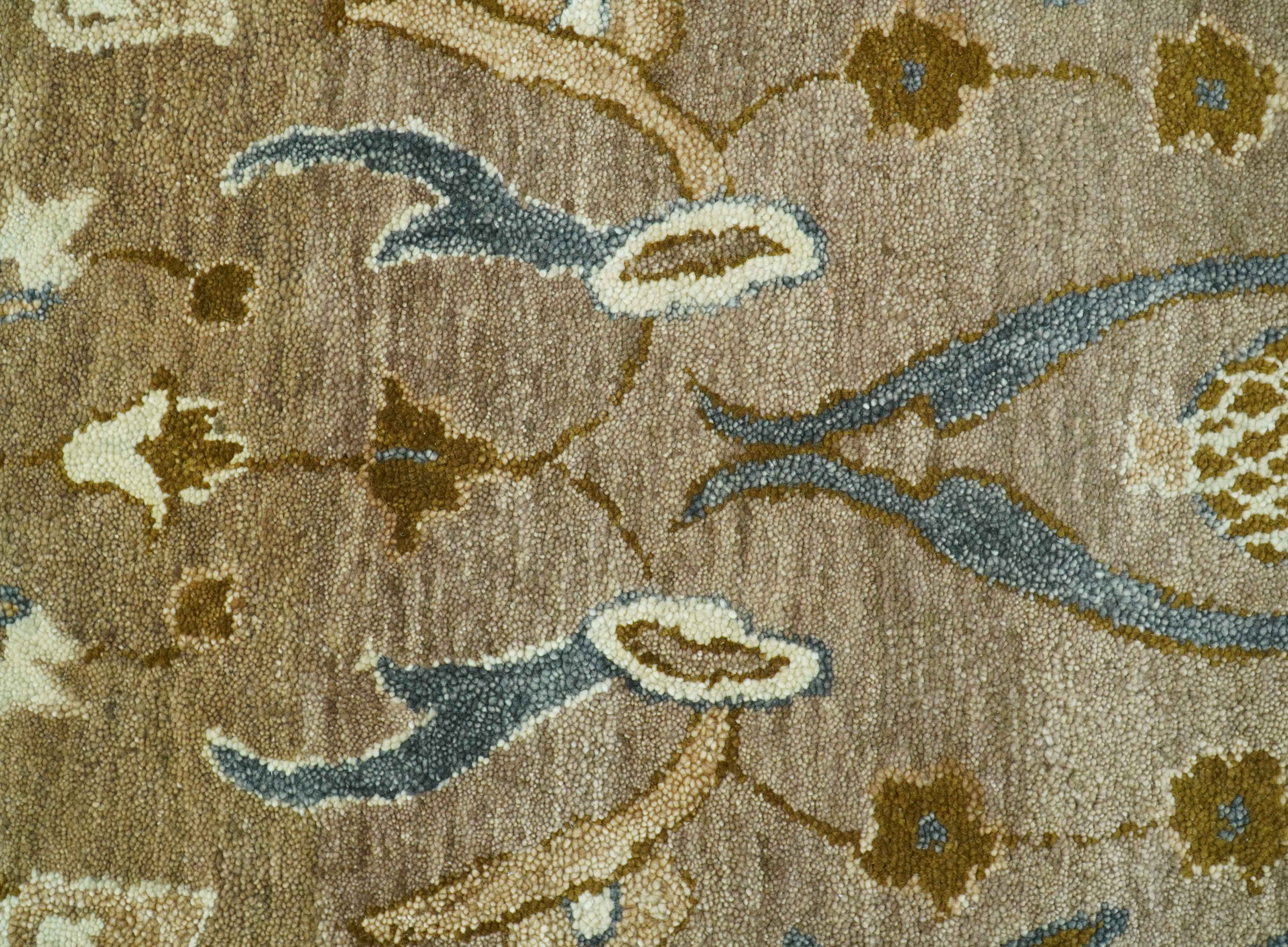 Custom Made Traditional Oushak Brown Hand Tufted Wool Area Rug - Image 8