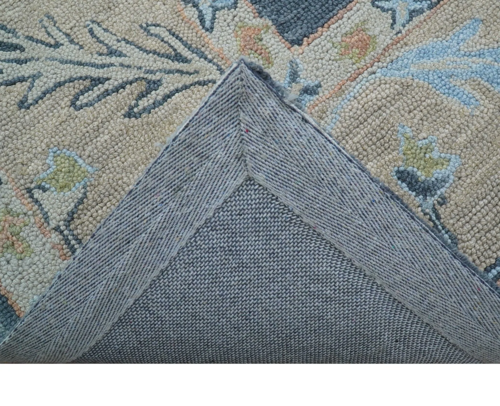 Custom Made Traditional Oushak Charcoal And Beige Hand Tufted Wool Area Rug - Image 4