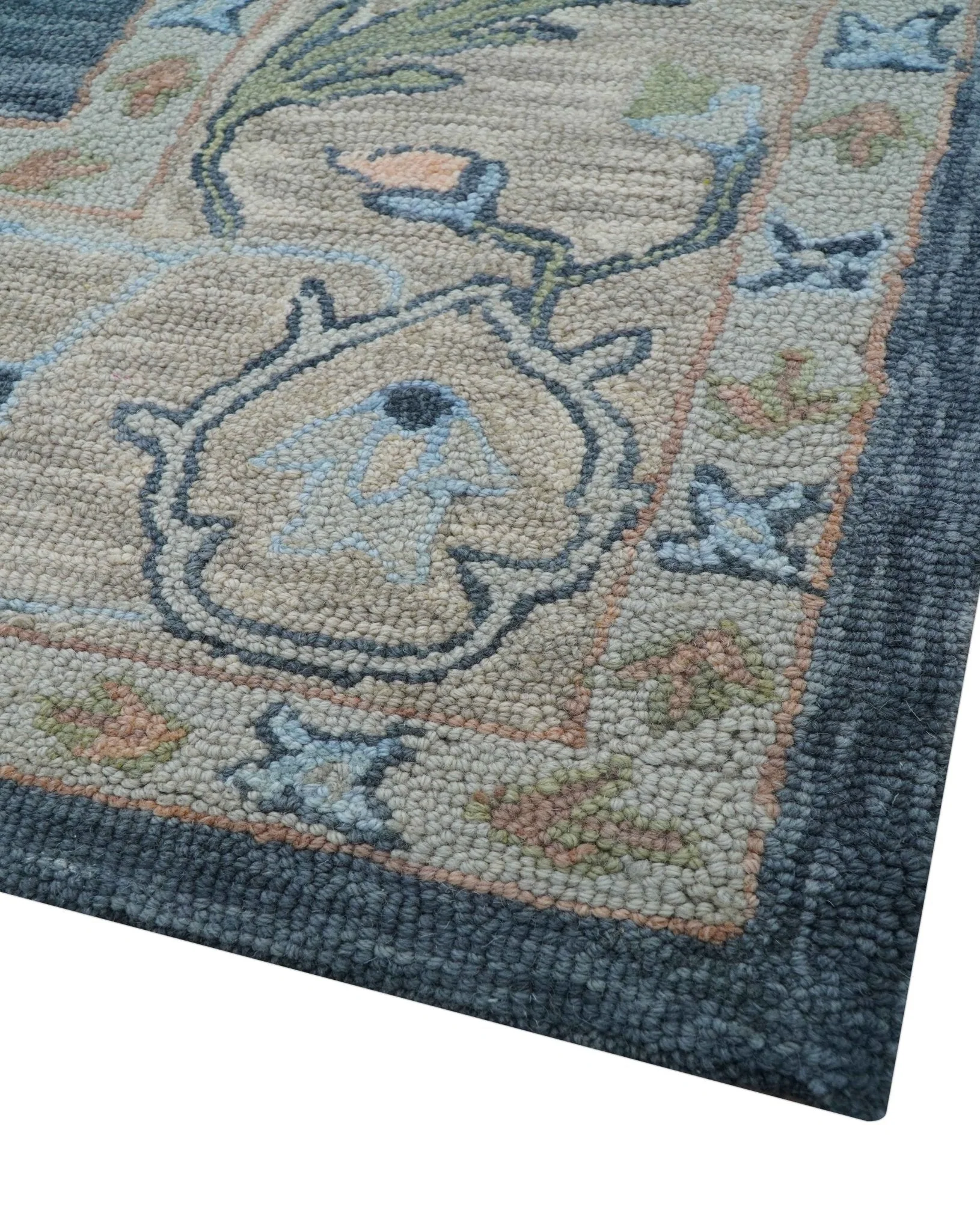 Custom Made Traditional Oushak Charcoal And Beige Hand Tufted Wool Area Rug - Image 5